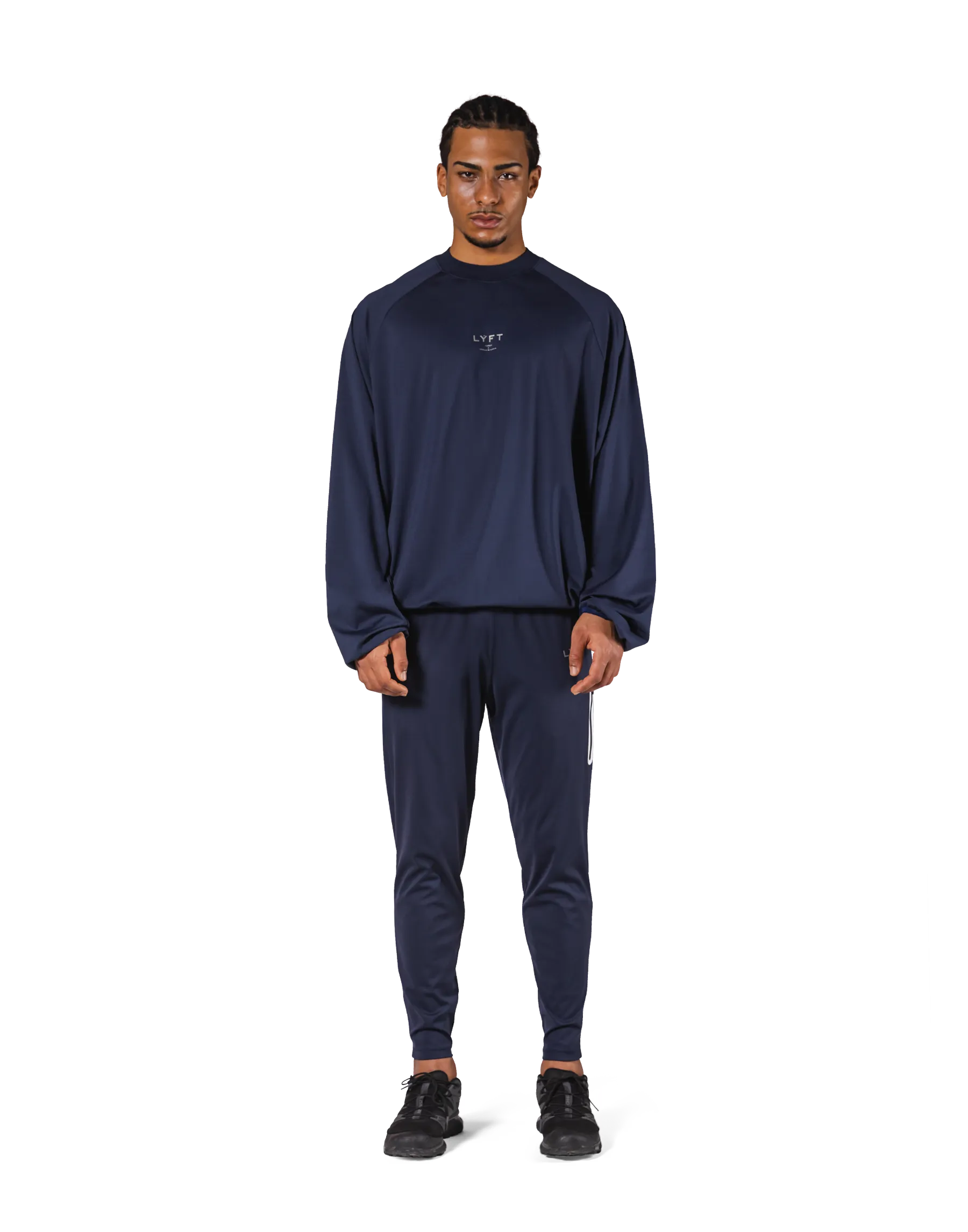 2Way Stretch Relaxed Pullover Tops - Navy