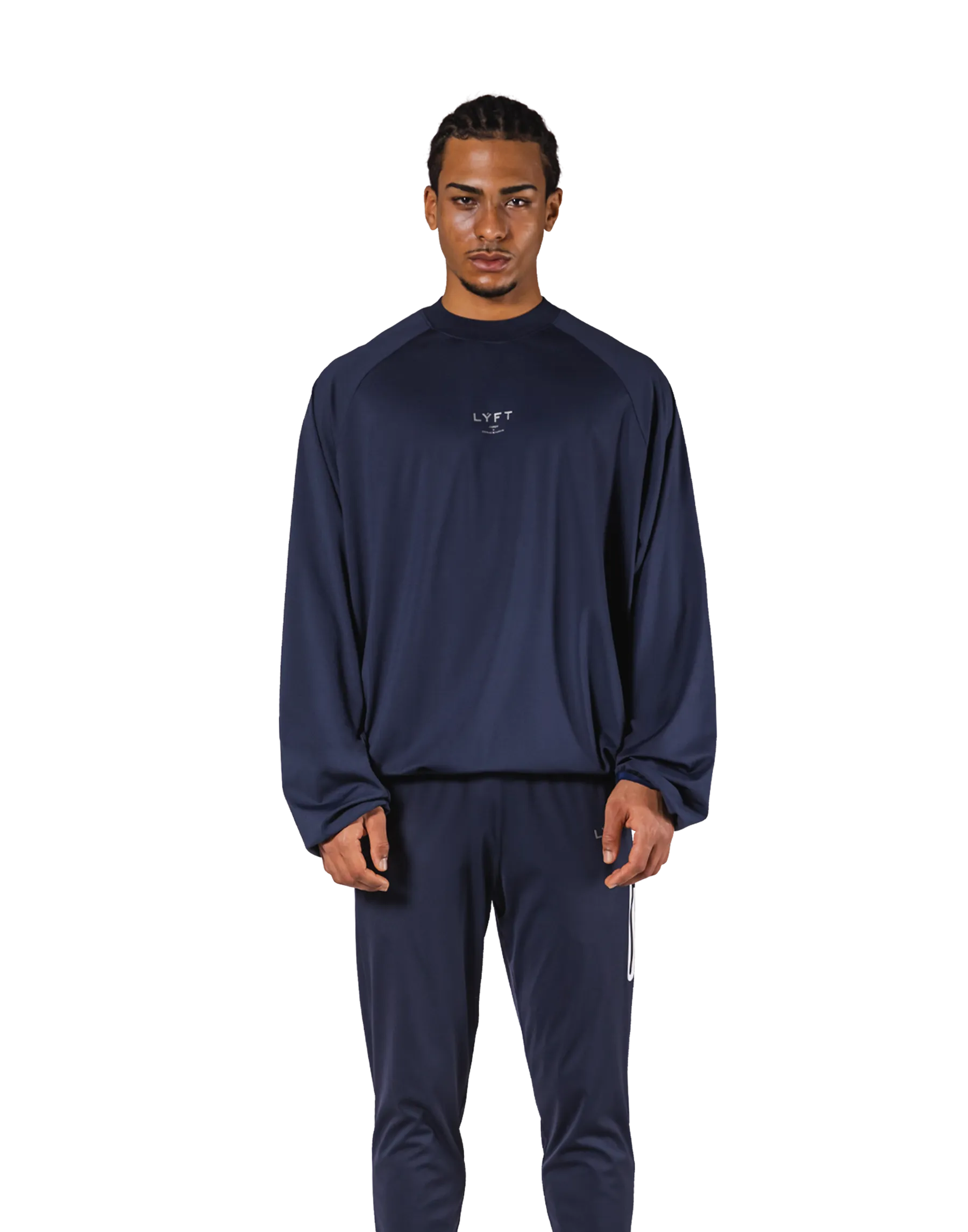 2Way Stretch Relaxed Pullover Tops - Navy