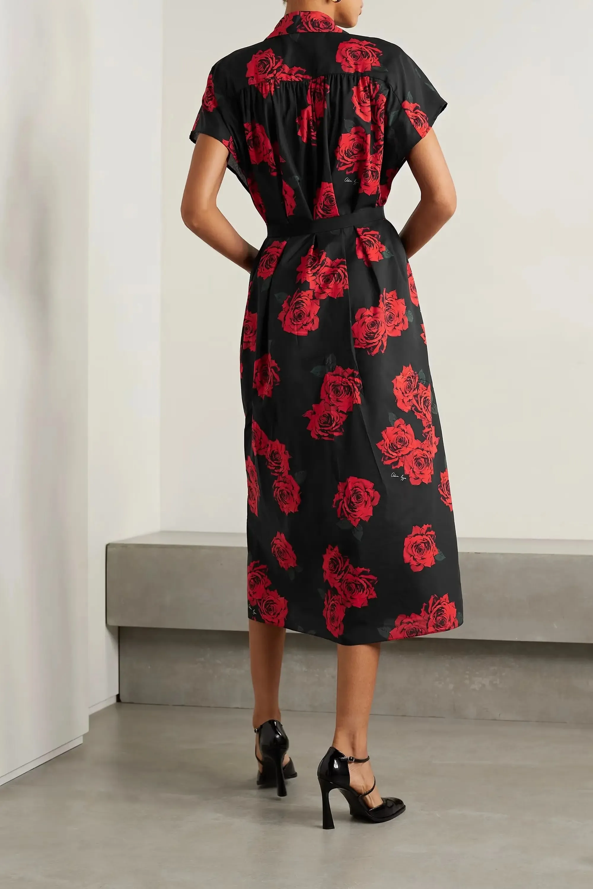 Artistic Floral Pattern Midi Dress