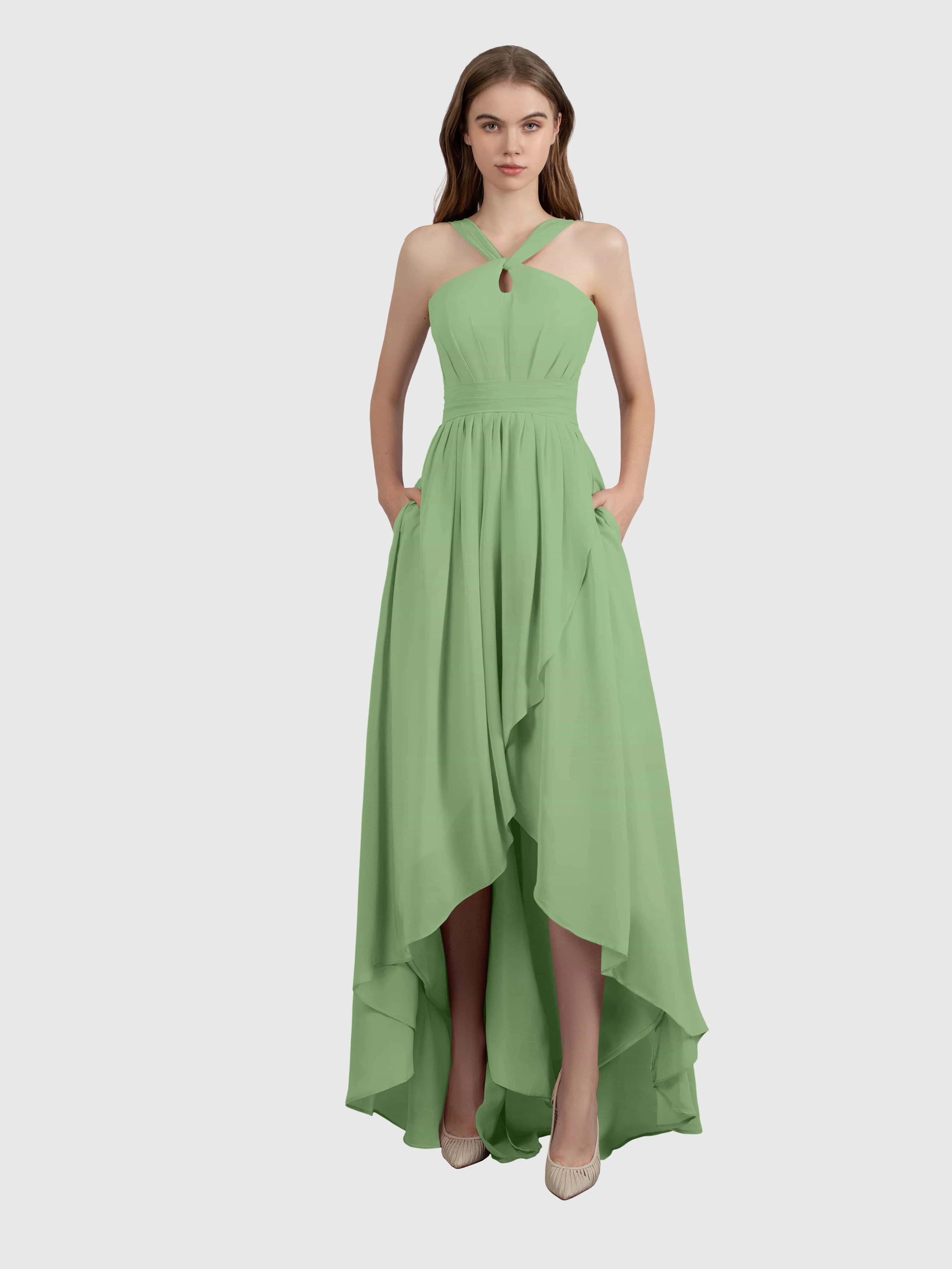 Avabelle Stylish Halter Sleeveless Bridesmaid Dresses