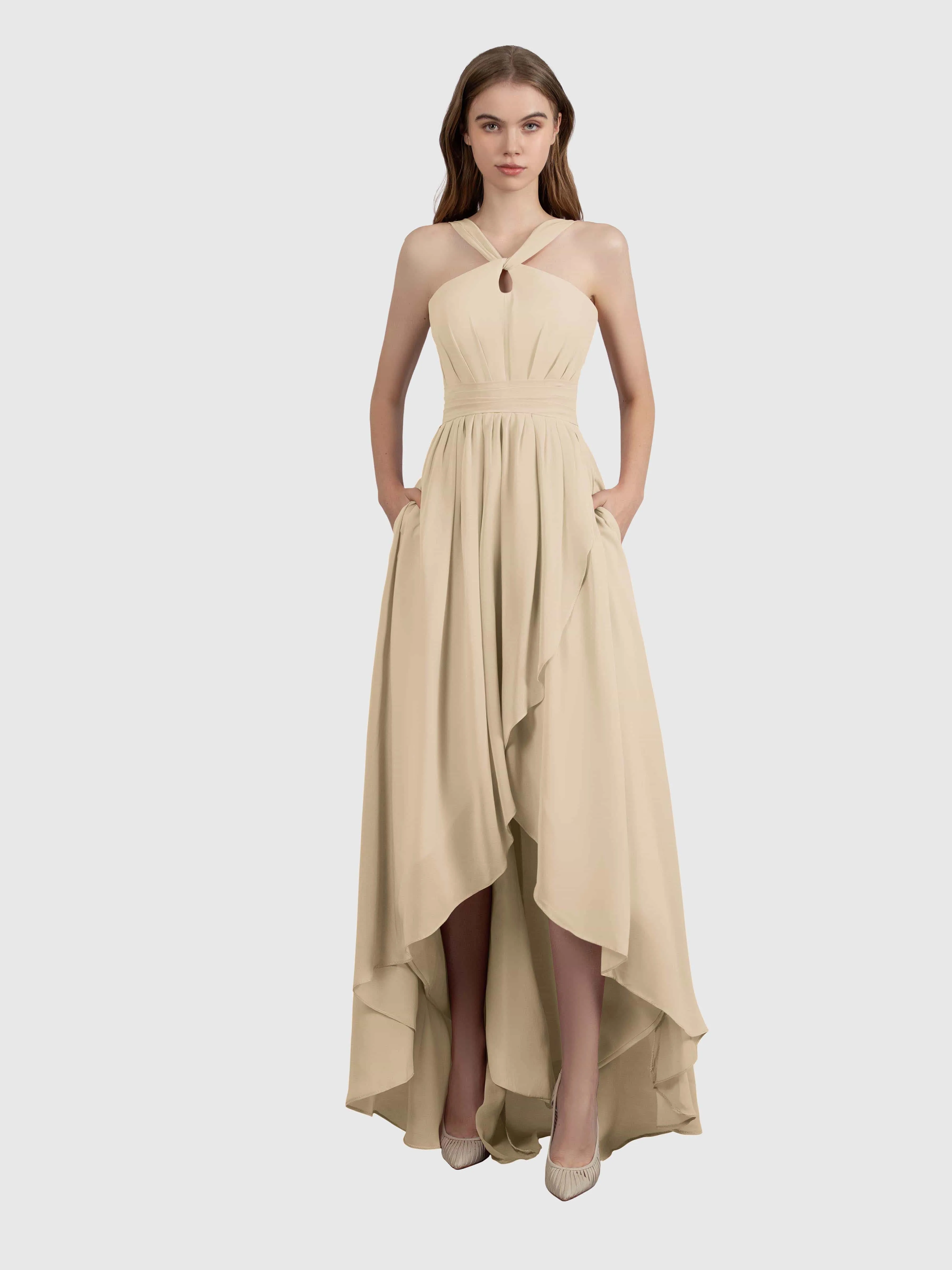 Avabelle Stylish Halter Sleeveless Bridesmaid Dresses