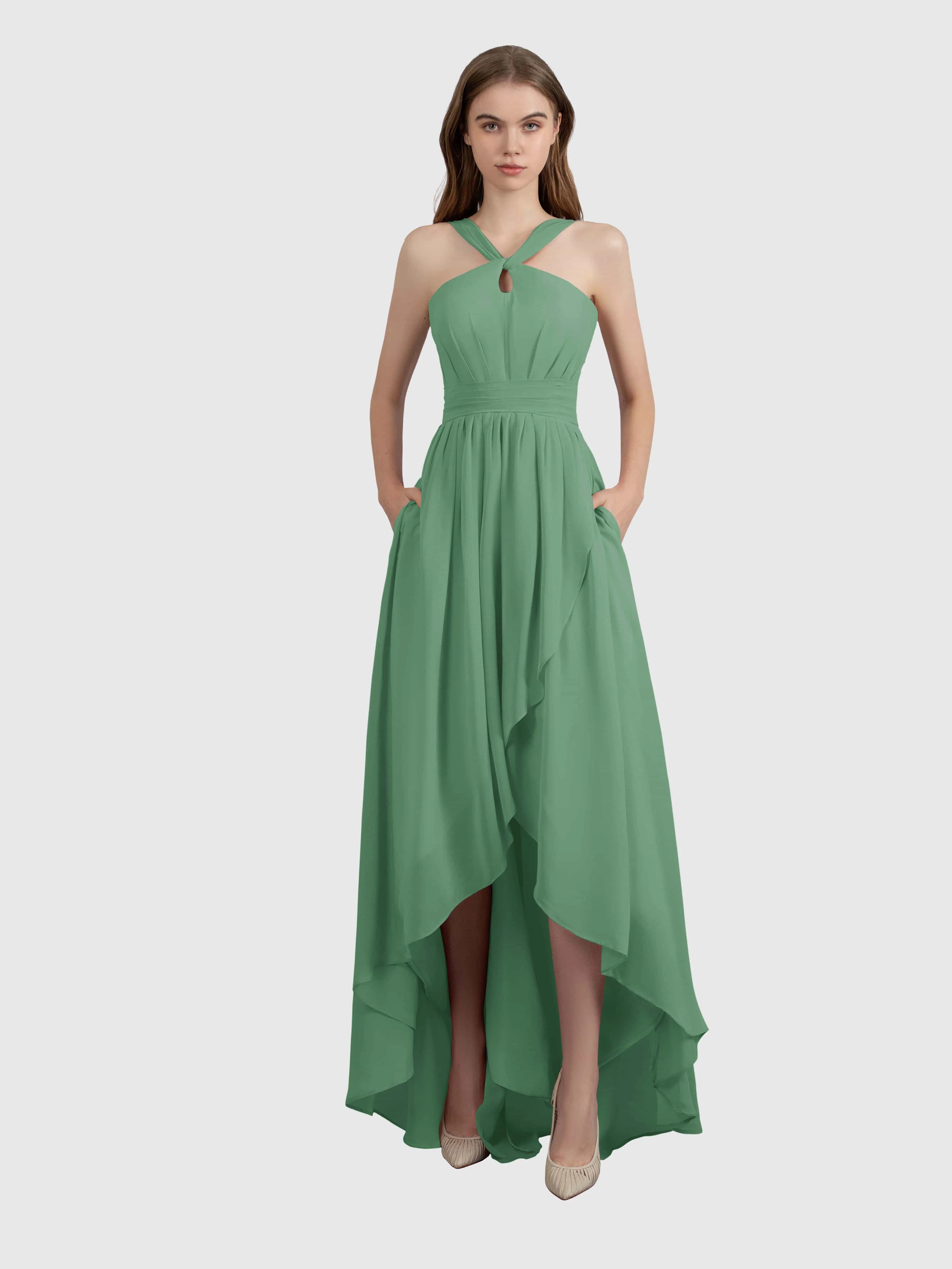 Avabelle Stylish Halter Sleeveless Bridesmaid Dresses