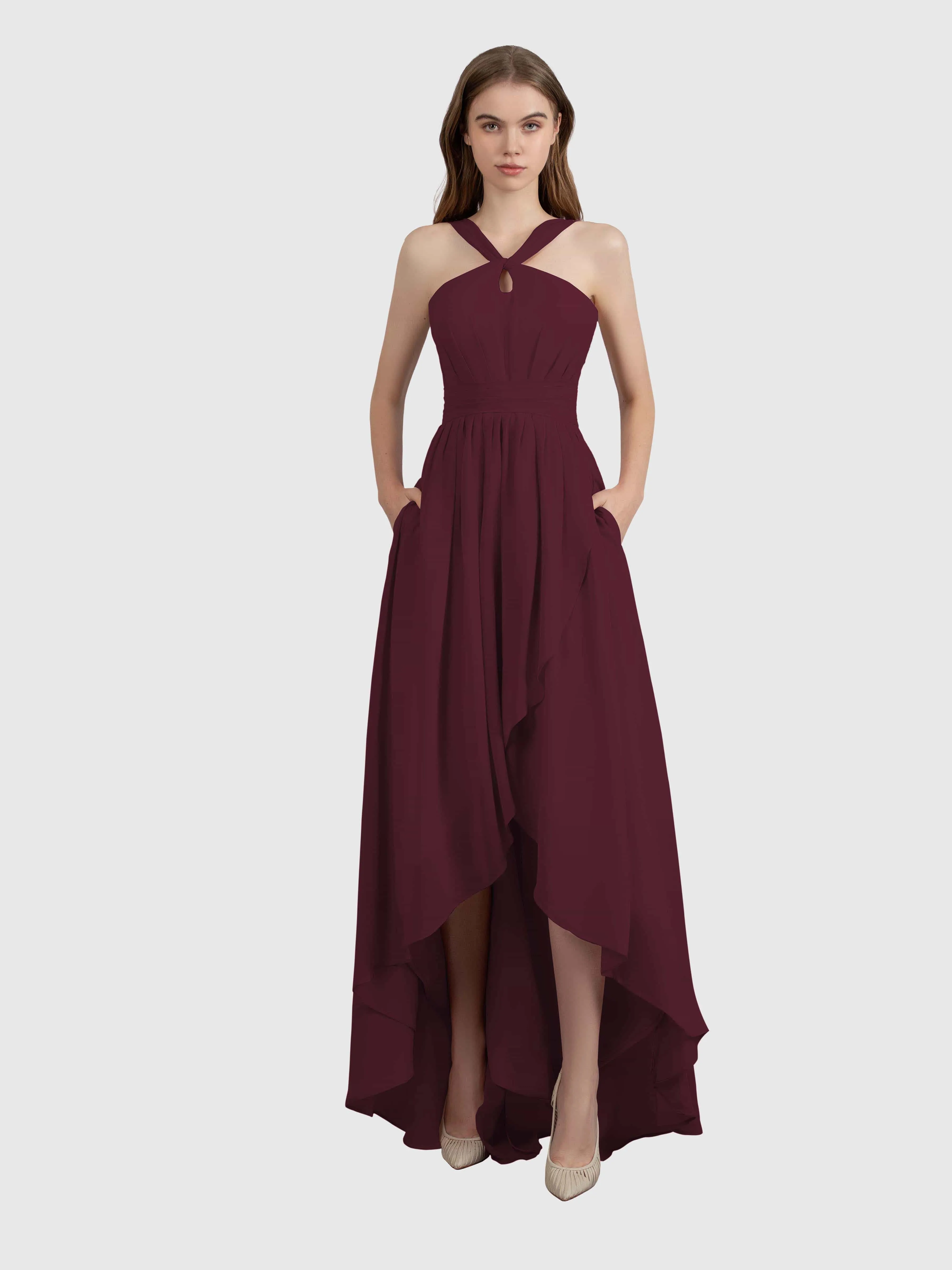 Avabelle Stylish Halter Sleeveless Bridesmaid Dresses