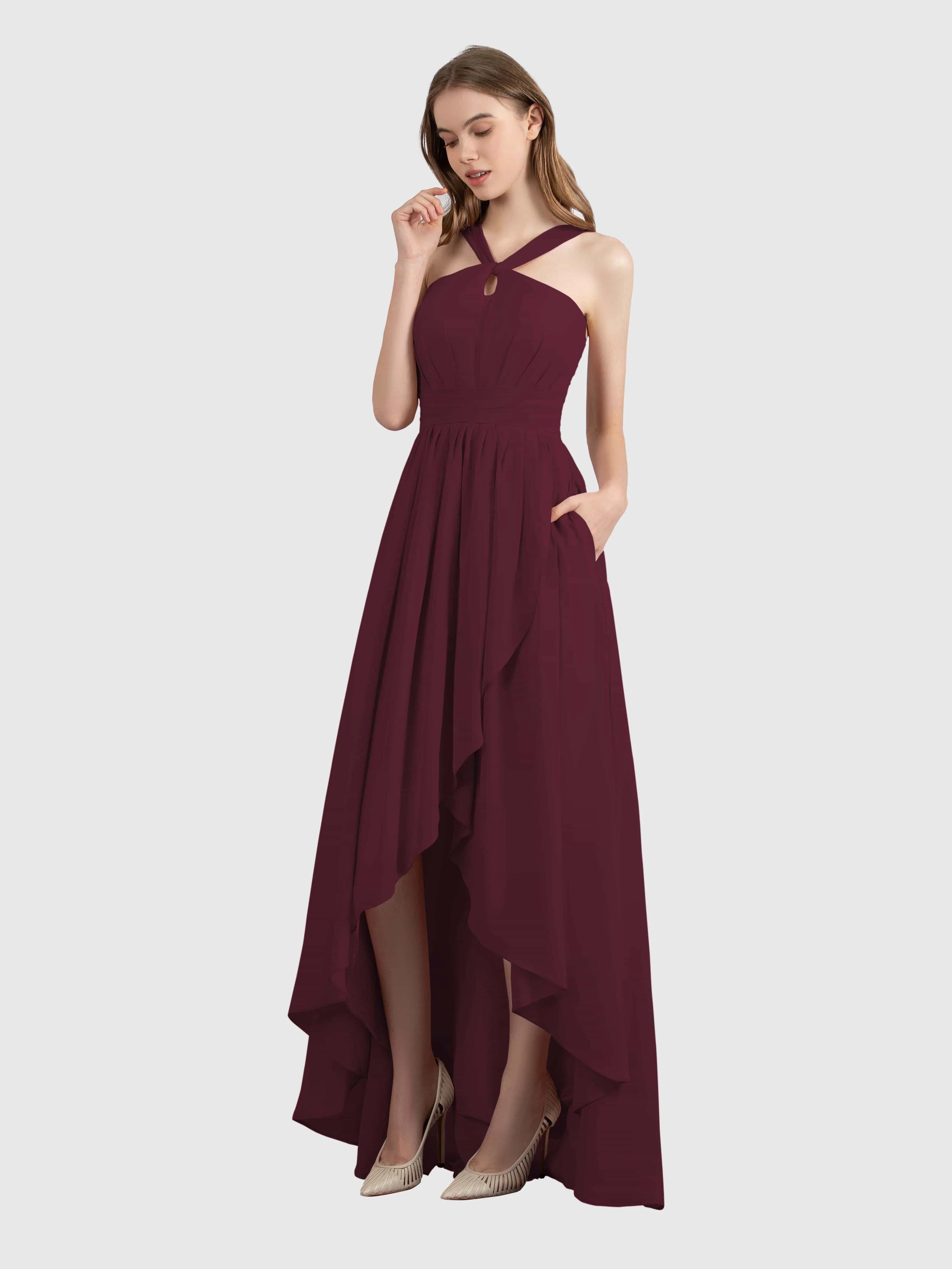 Avabelle Stylish Halter Sleeveless Bridesmaid Dresses