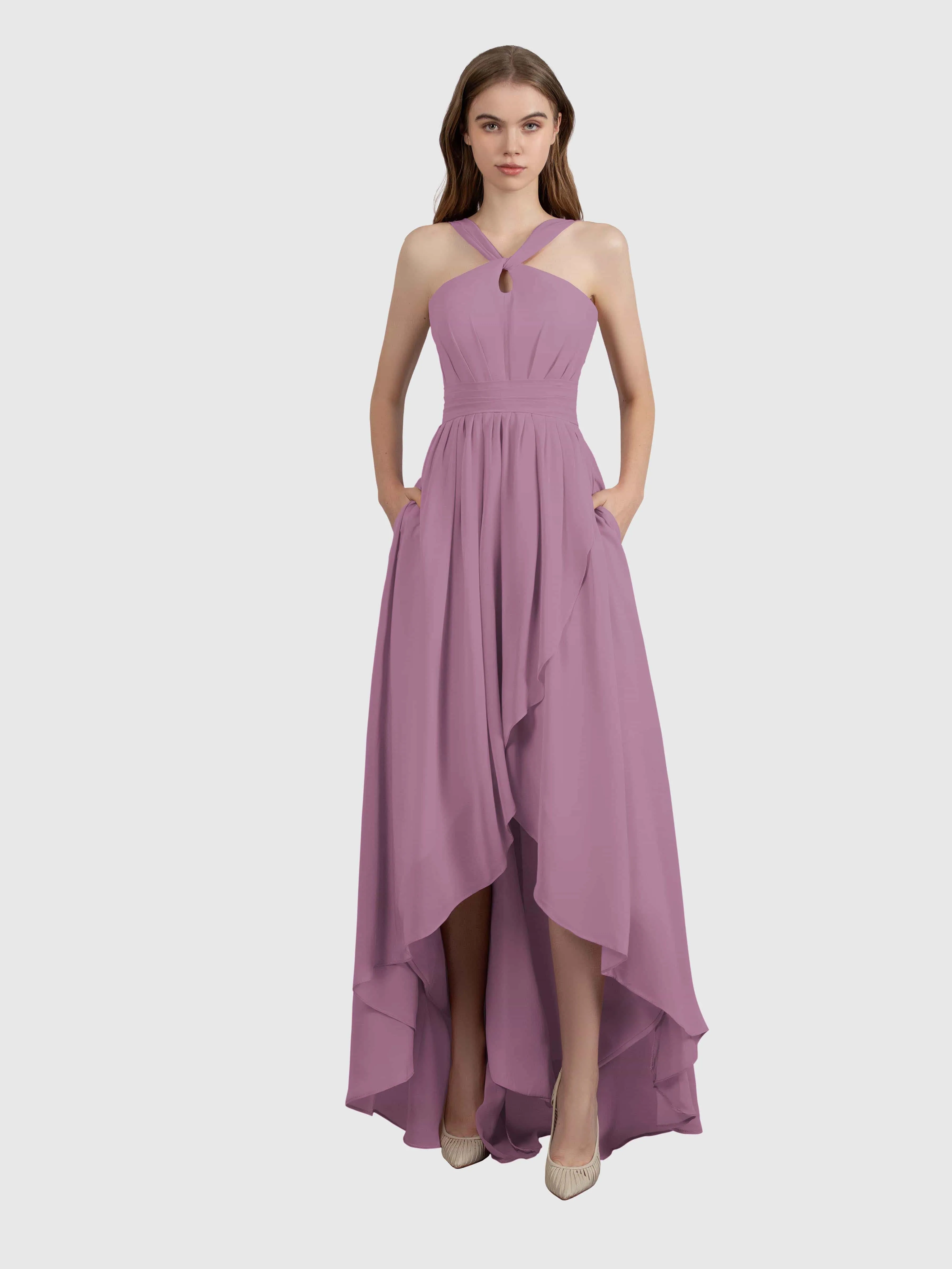 Avabelle Stylish Halter Sleeveless Bridesmaid Dresses