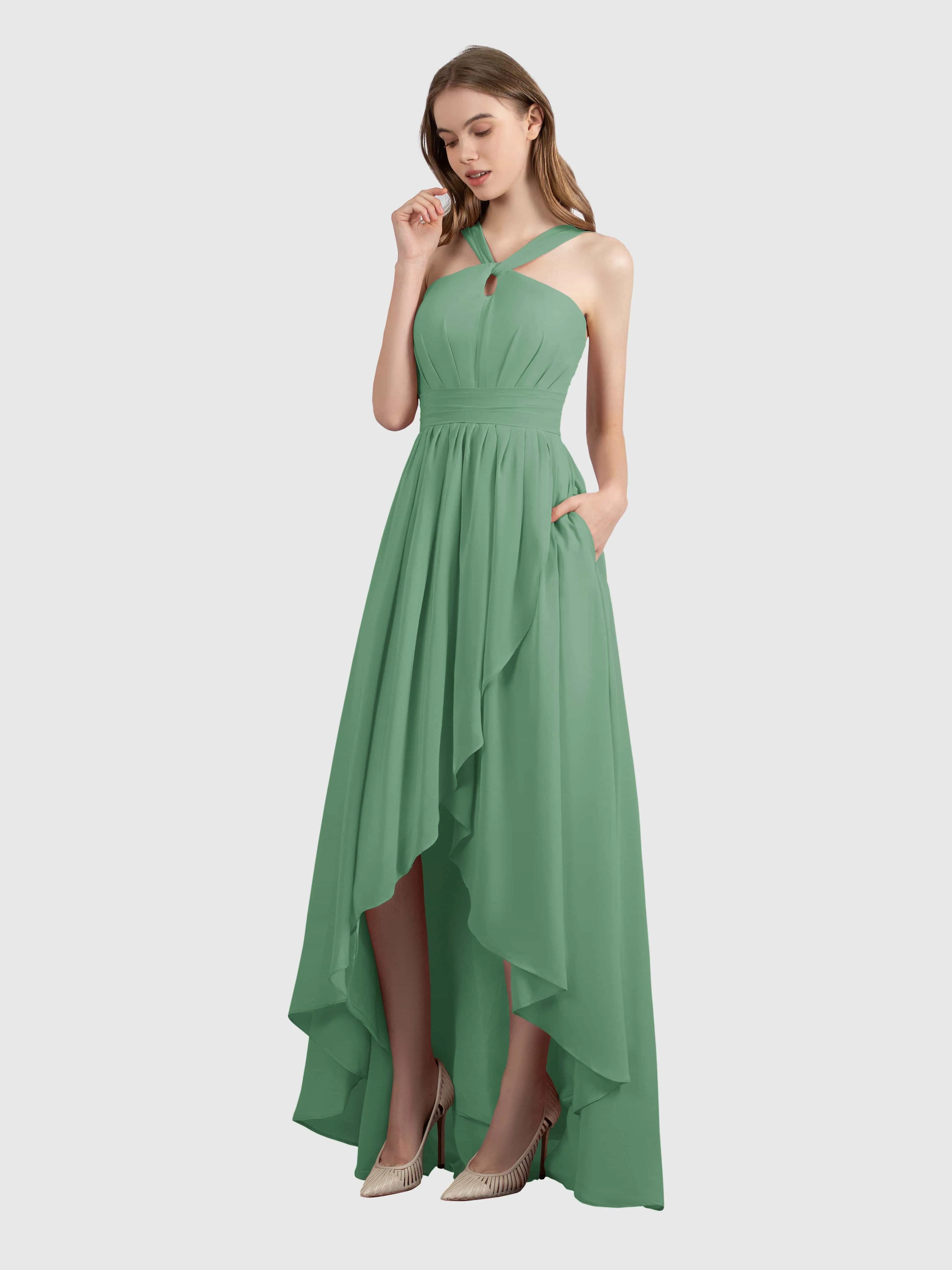 Avabelle Stylish Halter Sleeveless Bridesmaid Dresses