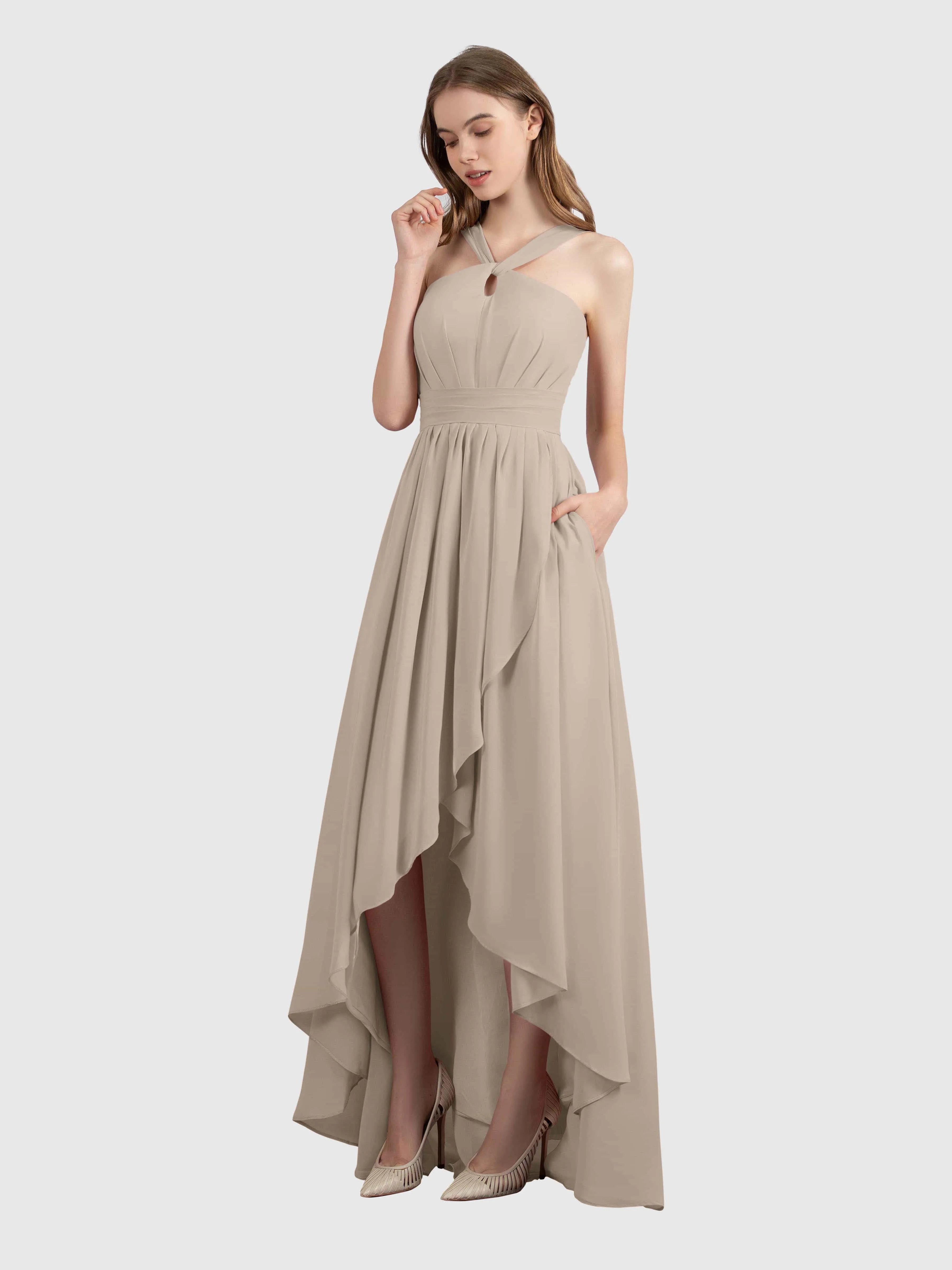 Avabelle Stylish Halter Sleeveless Bridesmaid Dresses