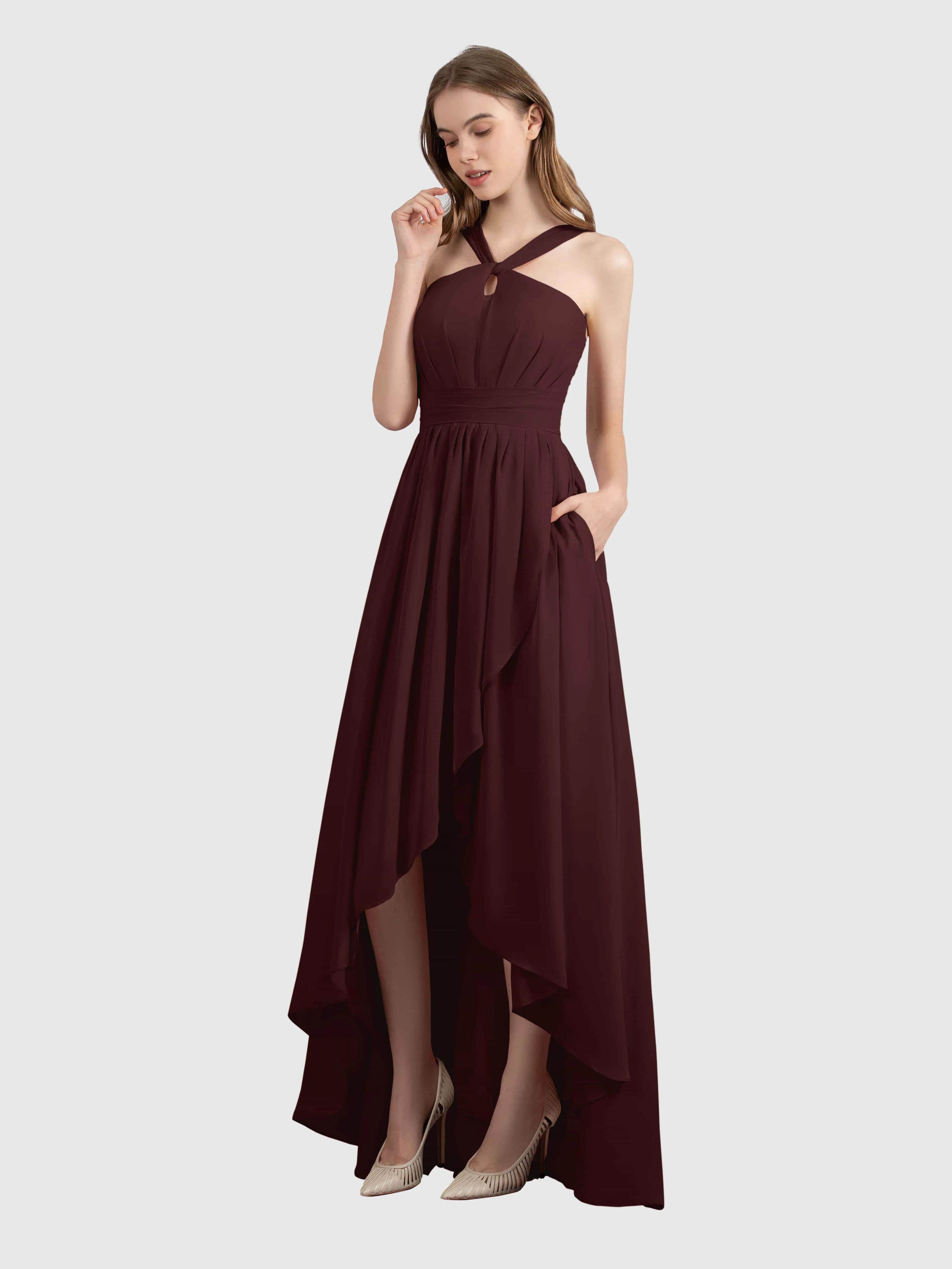 Avabelle Stylish Halter Sleeveless Bridesmaid Dresses