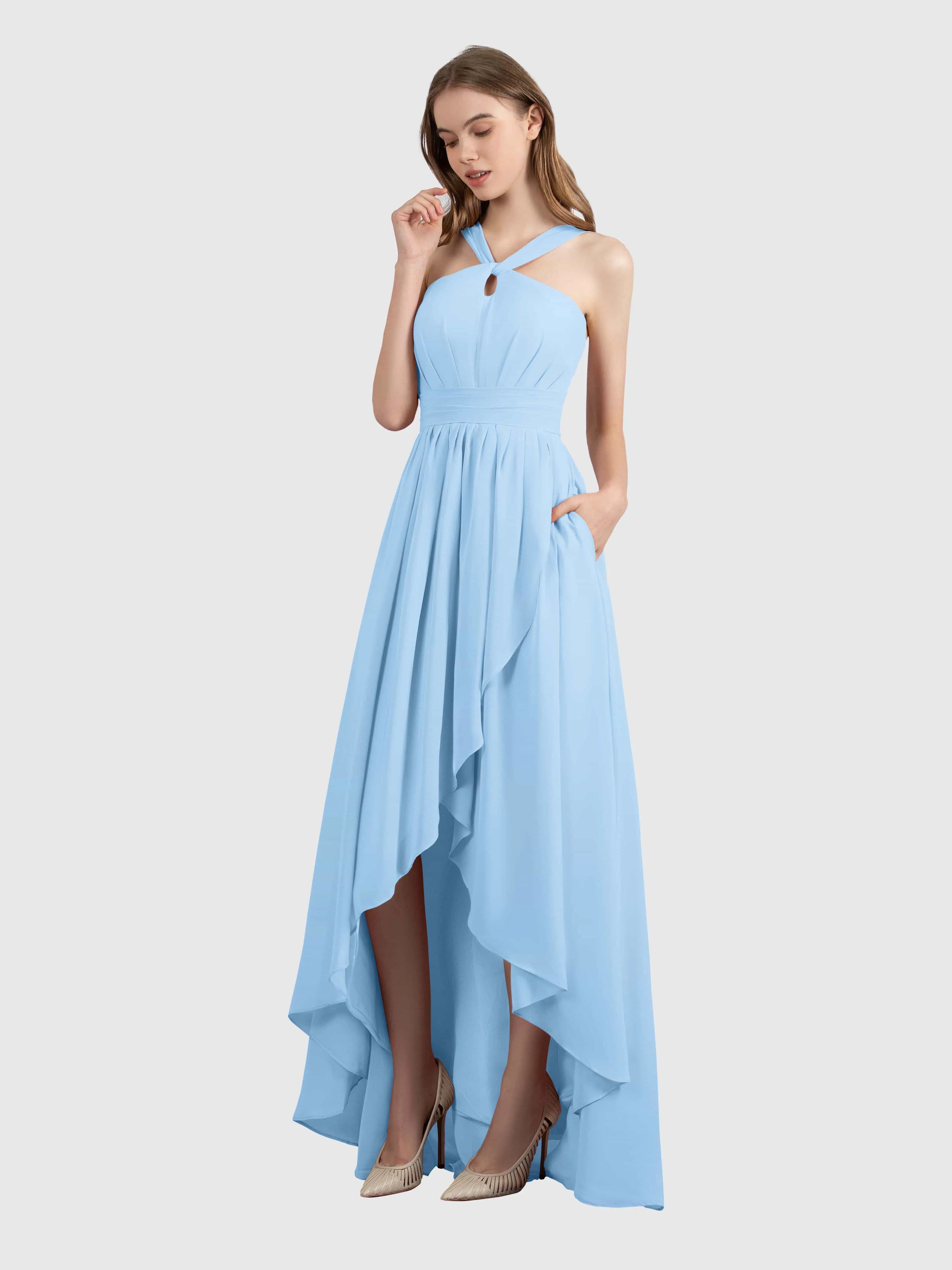 Avabelle Stylish Halter Sleeveless Bridesmaid Dresses