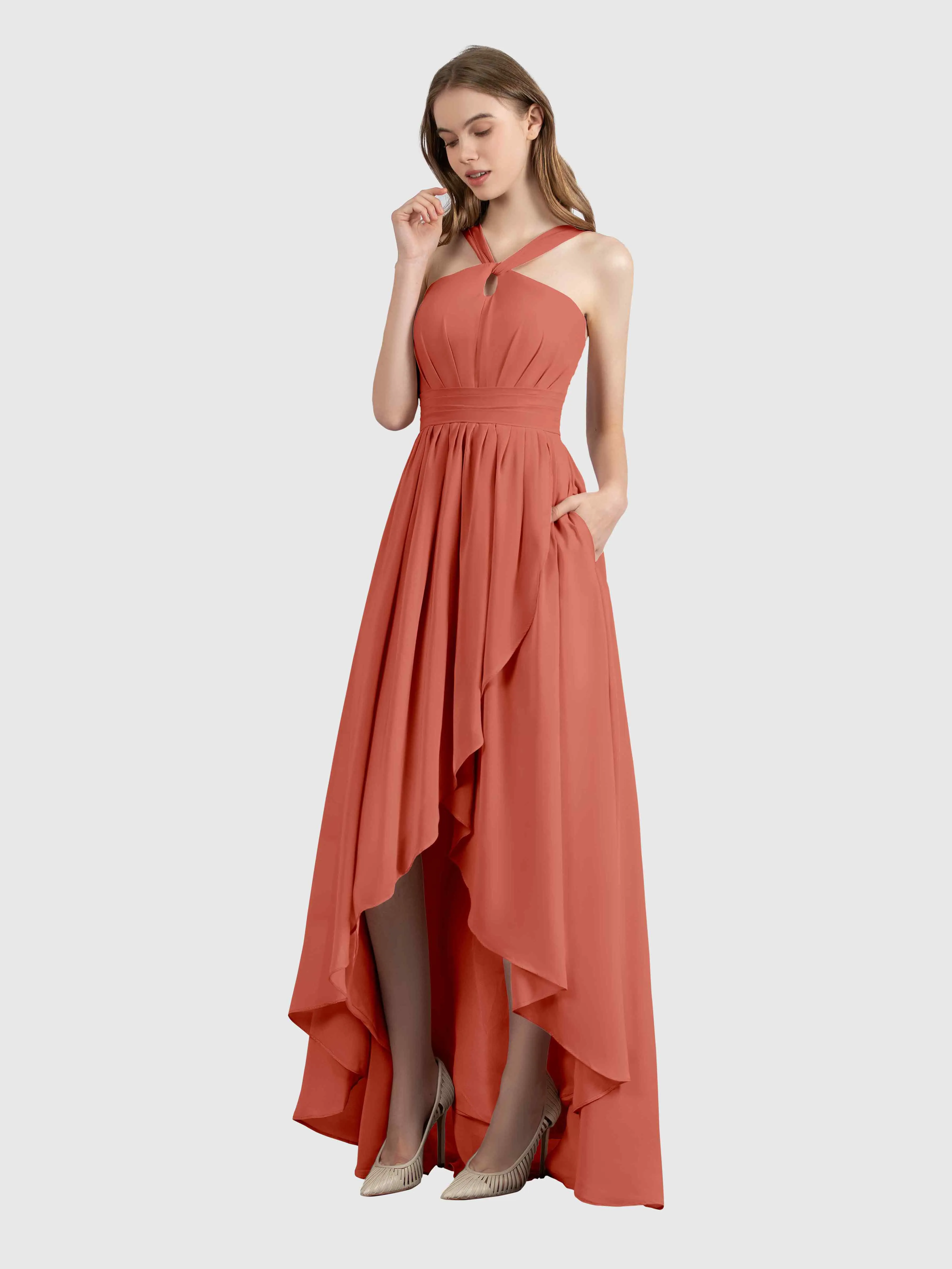 Avabelle Stylish Halter Sleeveless Bridesmaid Dresses