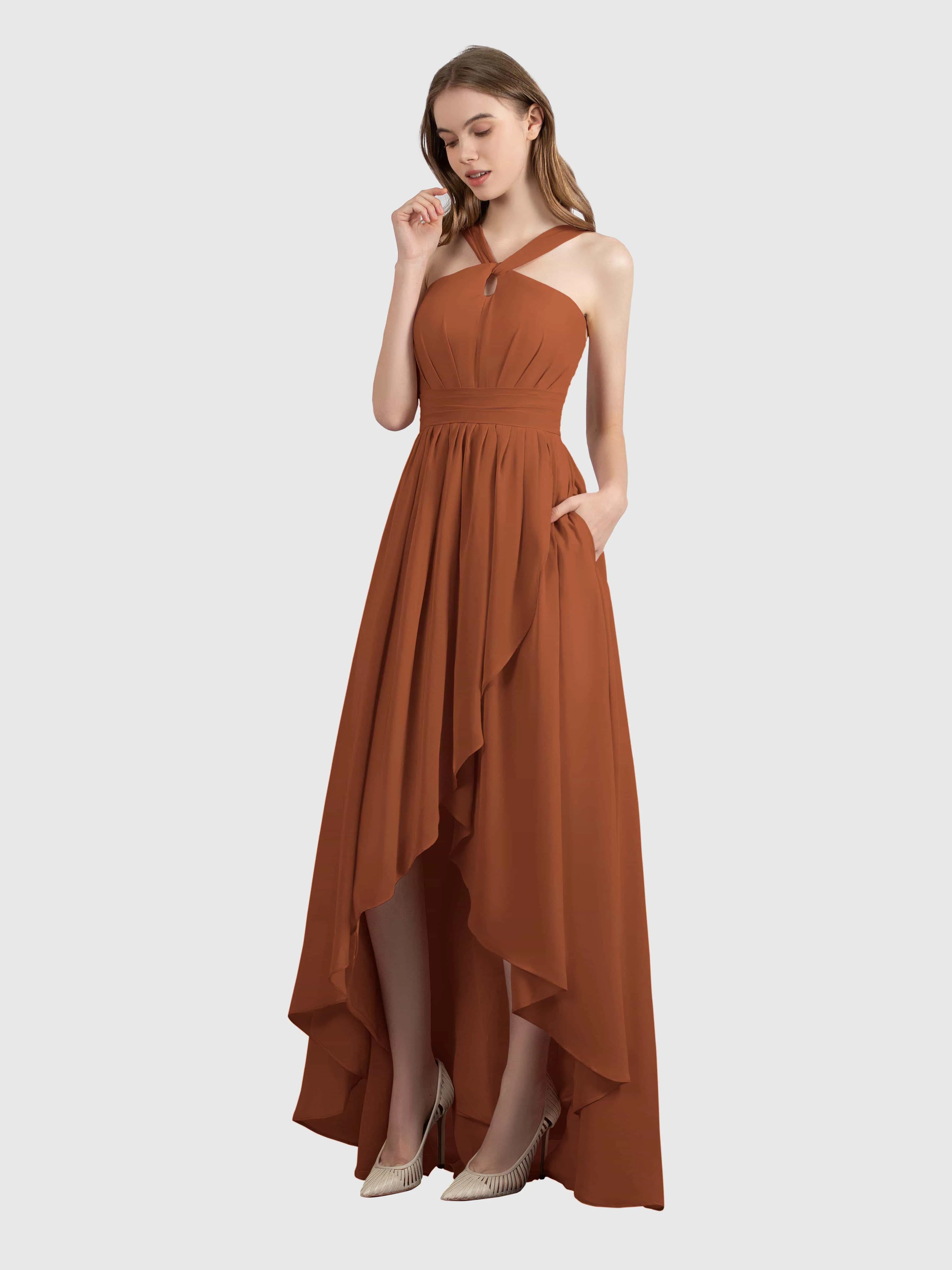 Avabelle Stylish Halter Sleeveless Bridesmaid Dresses