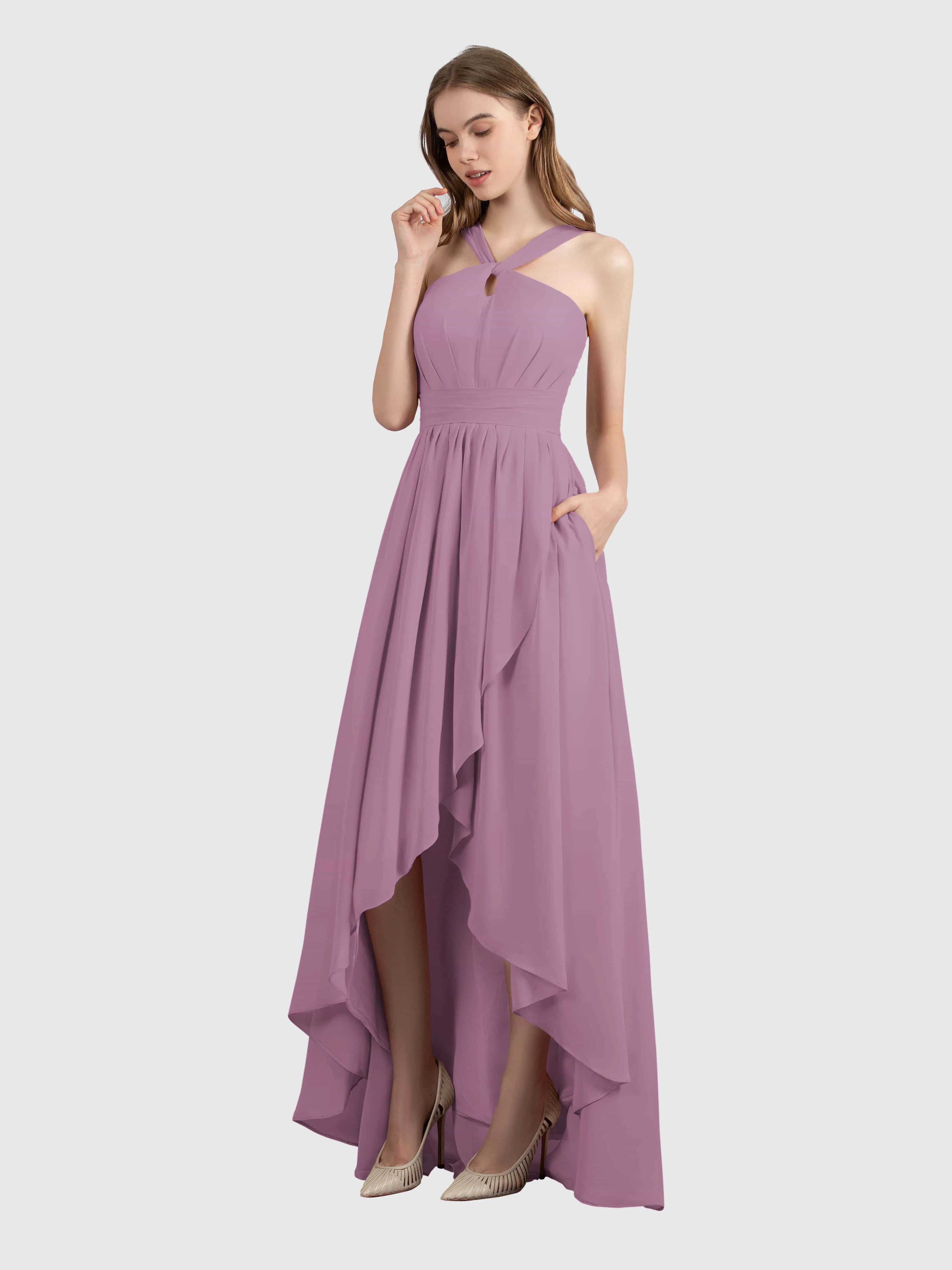 Avabelle Stylish Halter Sleeveless Bridesmaid Dresses