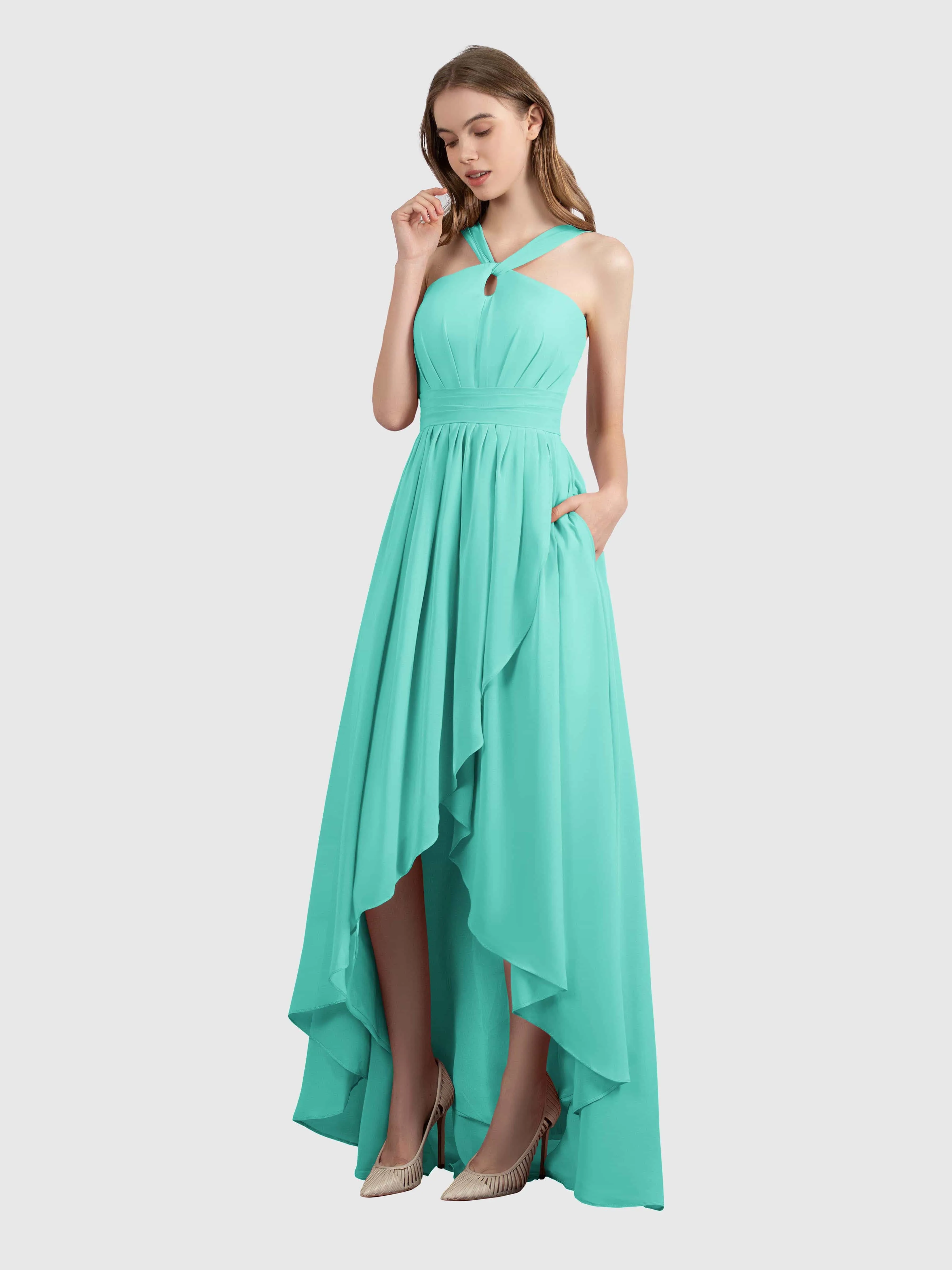 Avabelle Stylish Halter Sleeveless Bridesmaid Dresses