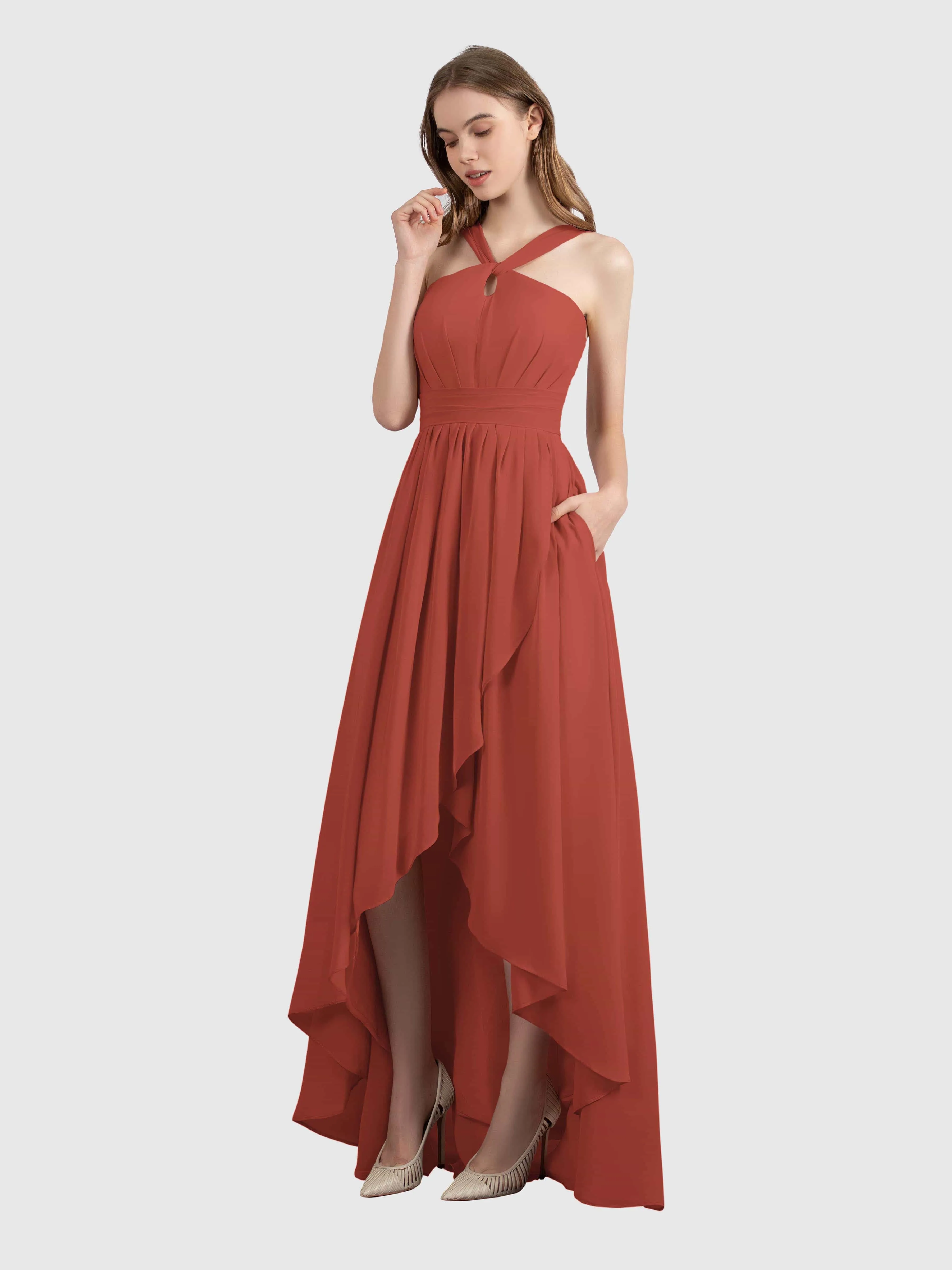 Avabelle Stylish Halter Sleeveless Bridesmaid Dresses