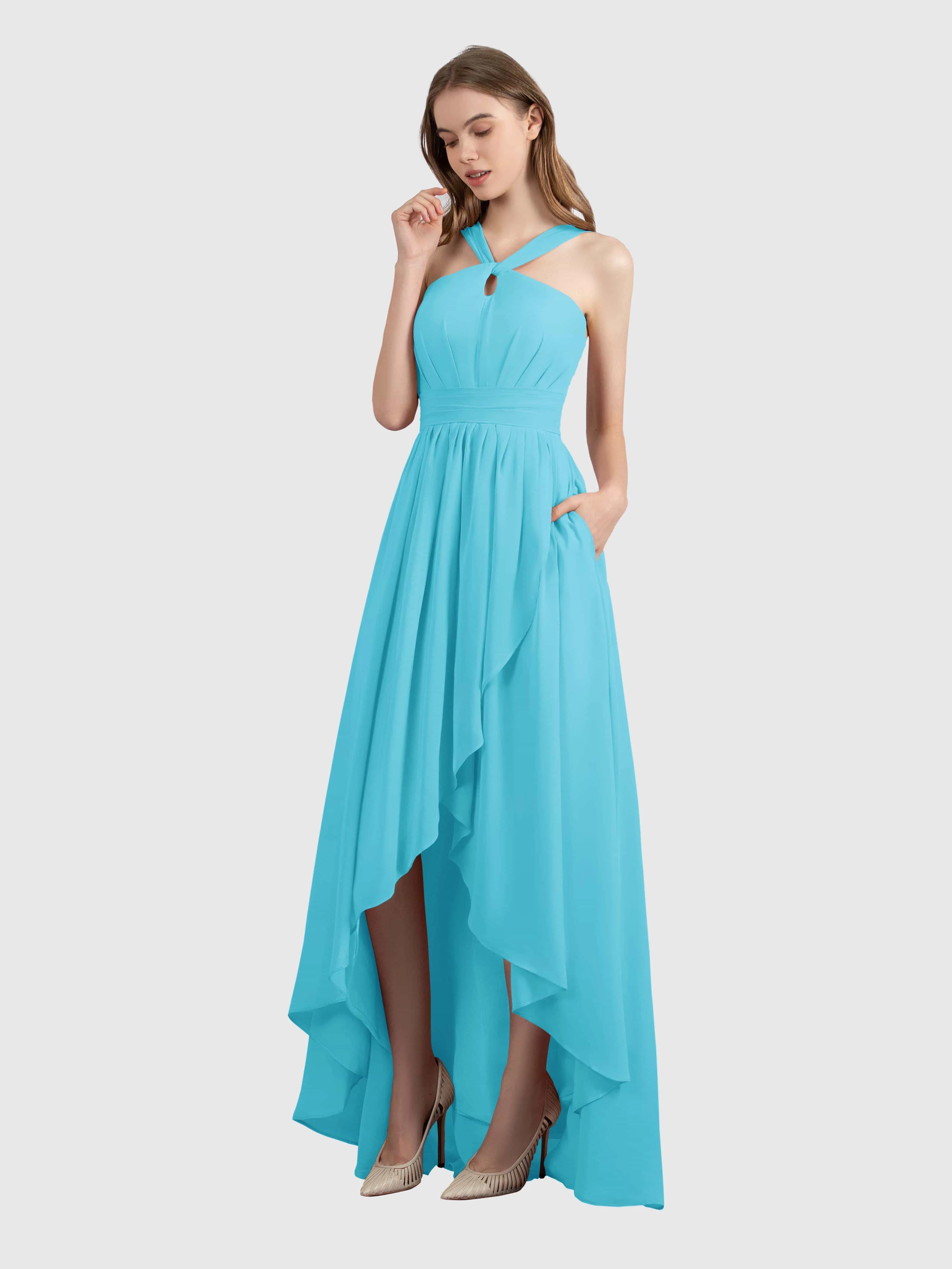 Avabelle Stylish Halter Sleeveless Bridesmaid Dresses