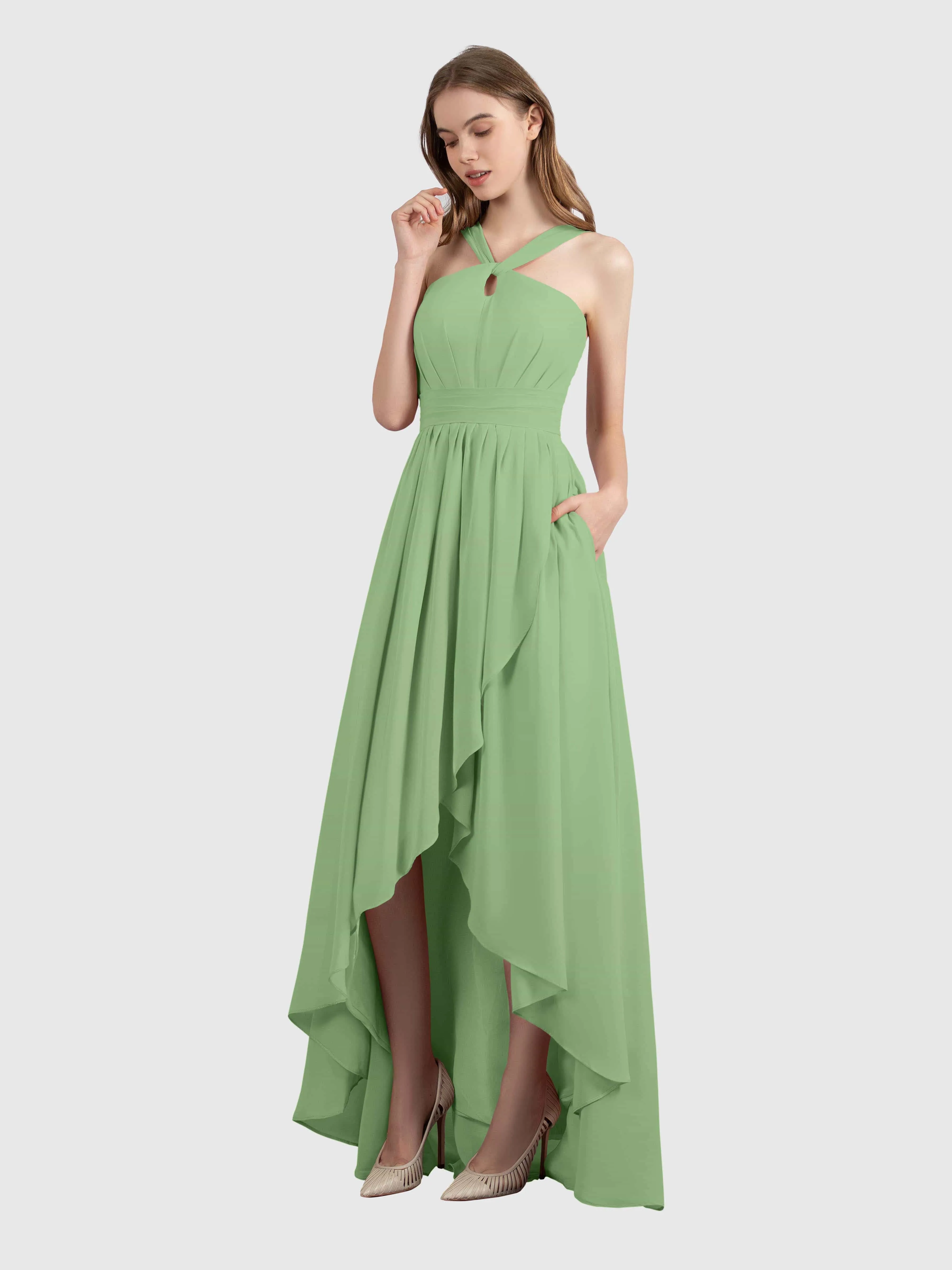 Avabelle Stylish Halter Sleeveless Bridesmaid Dresses