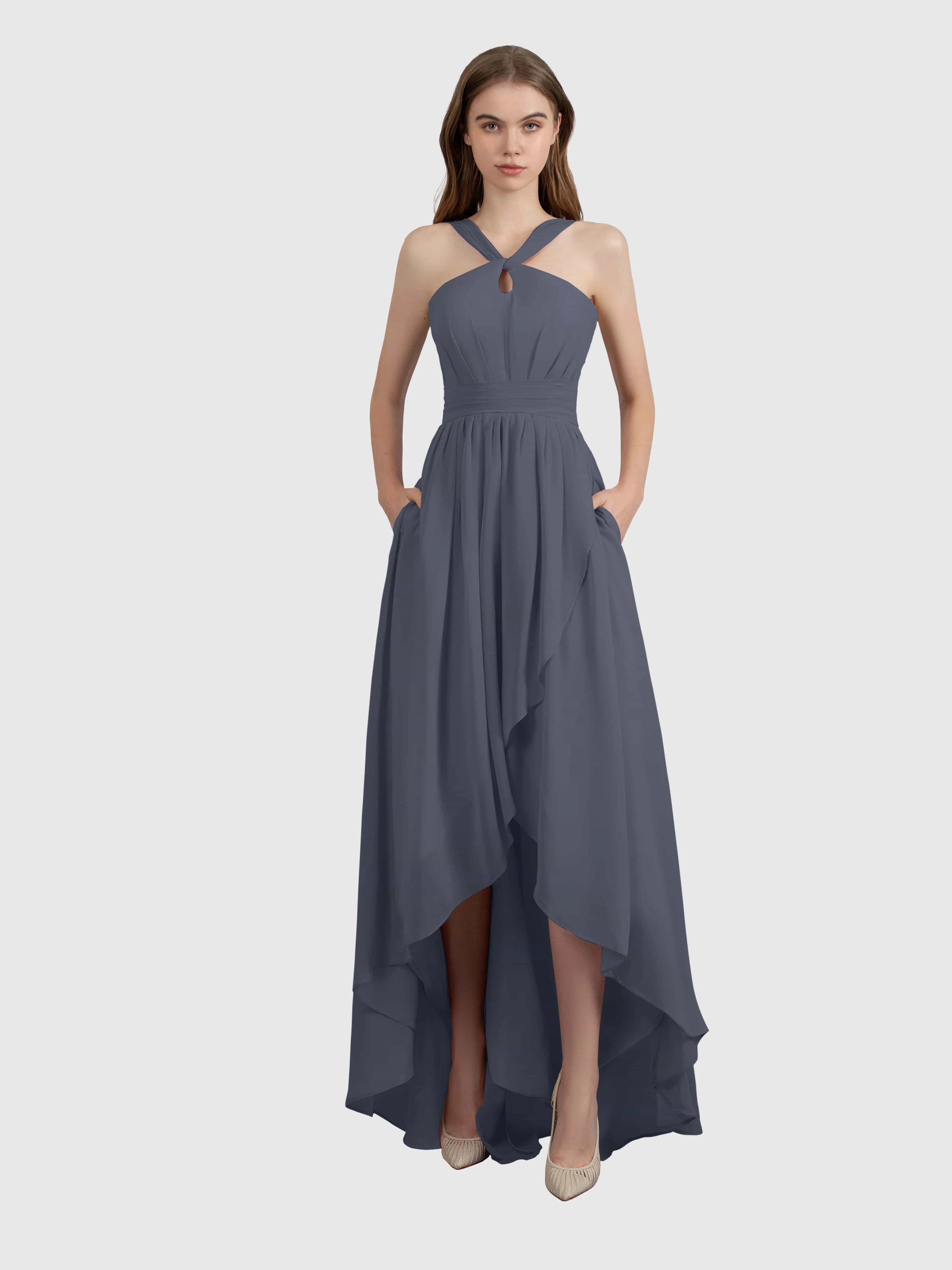 Avabelle Stylish Halter Sleeveless Bridesmaid Dresses