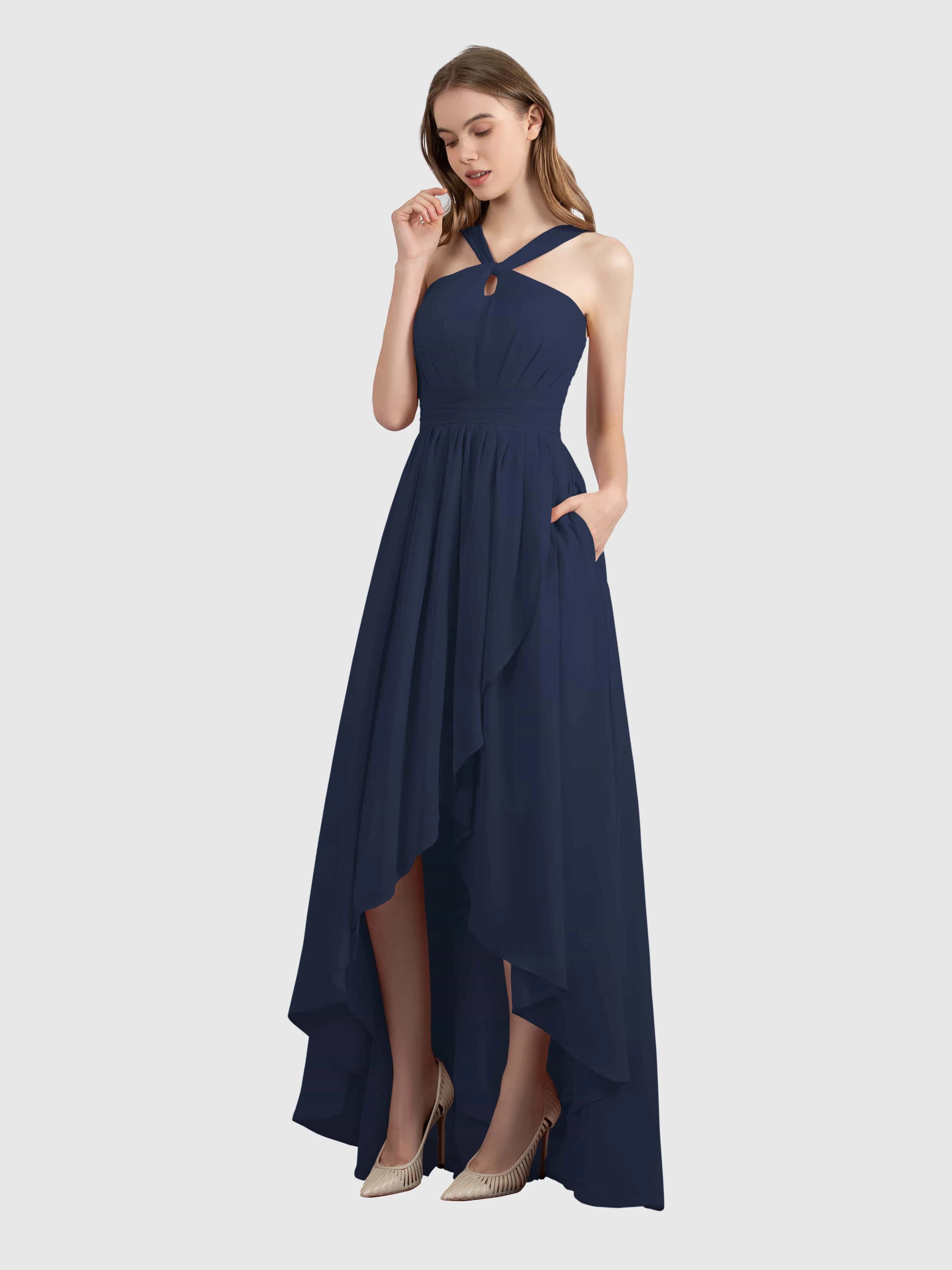 Avabelle Stylish Halter Sleeveless Bridesmaid Dresses