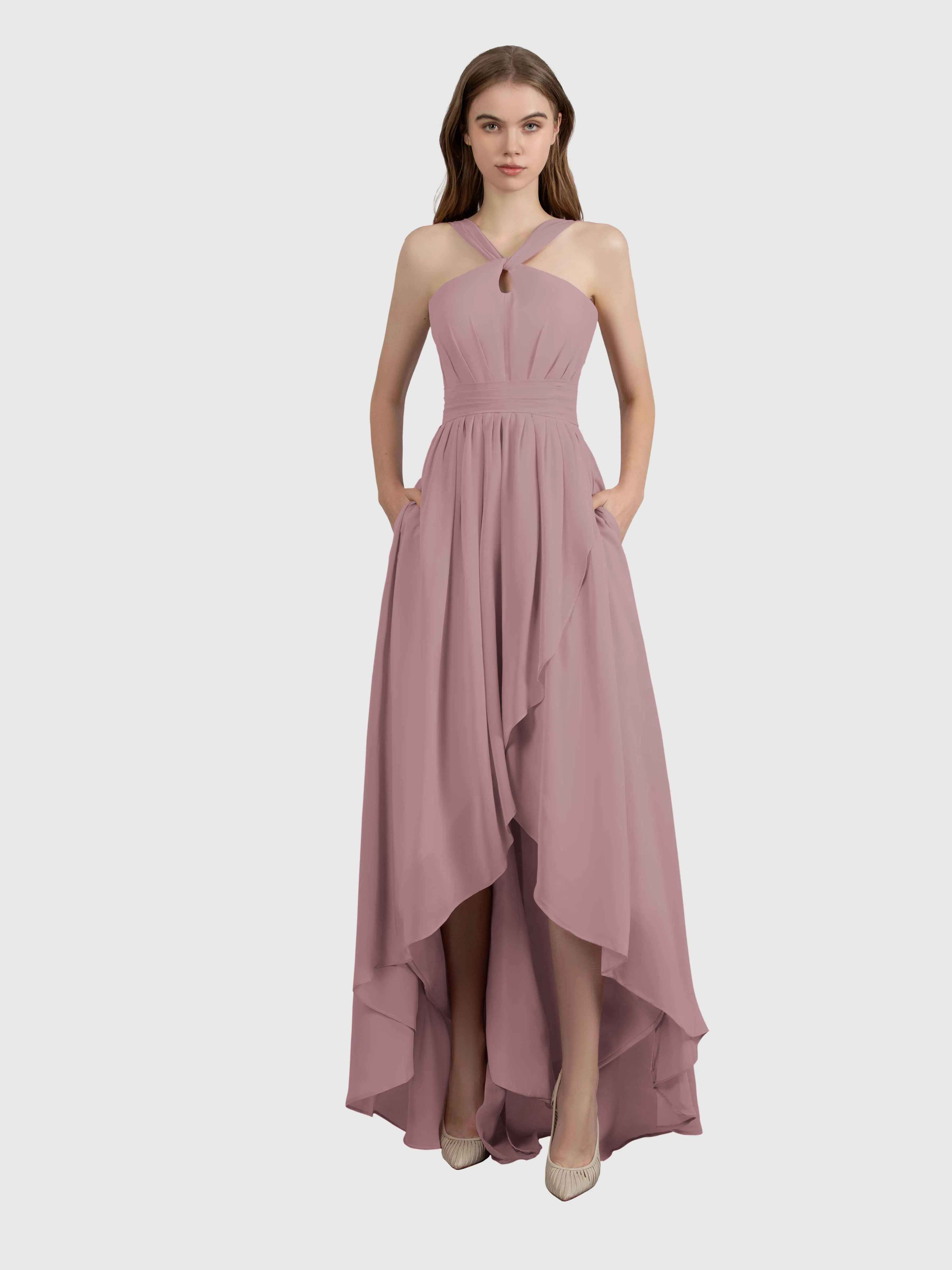 Avabelle Stylish Halter Sleeveless Bridesmaid Dresses