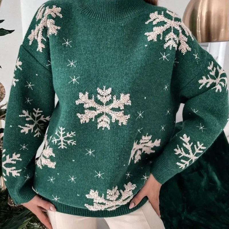 Barbara Snowflake Print Warm Women Sweater