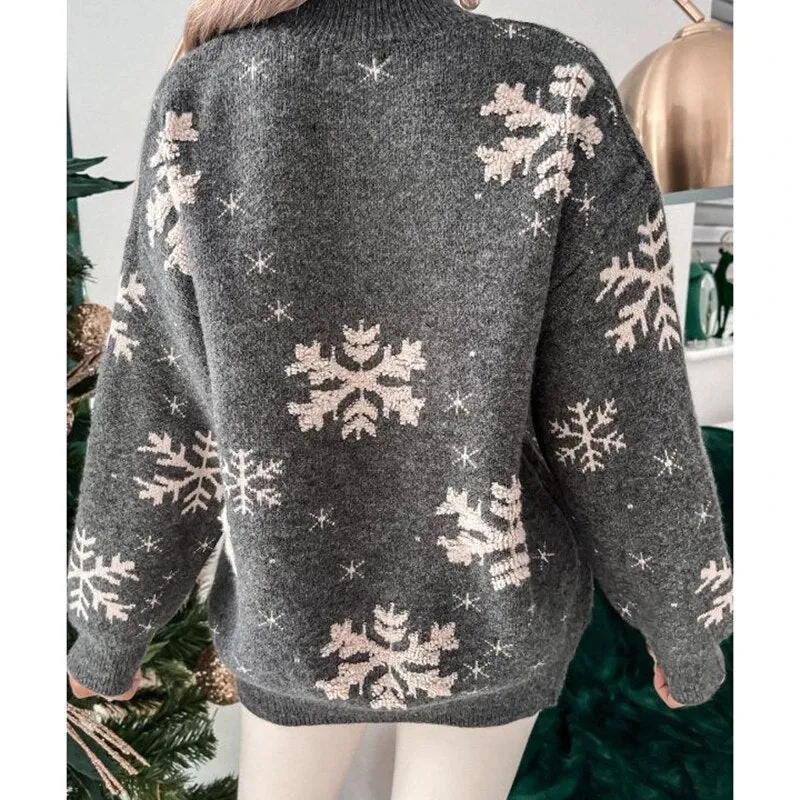 Barbara Snowflake Print Warm Women Sweater