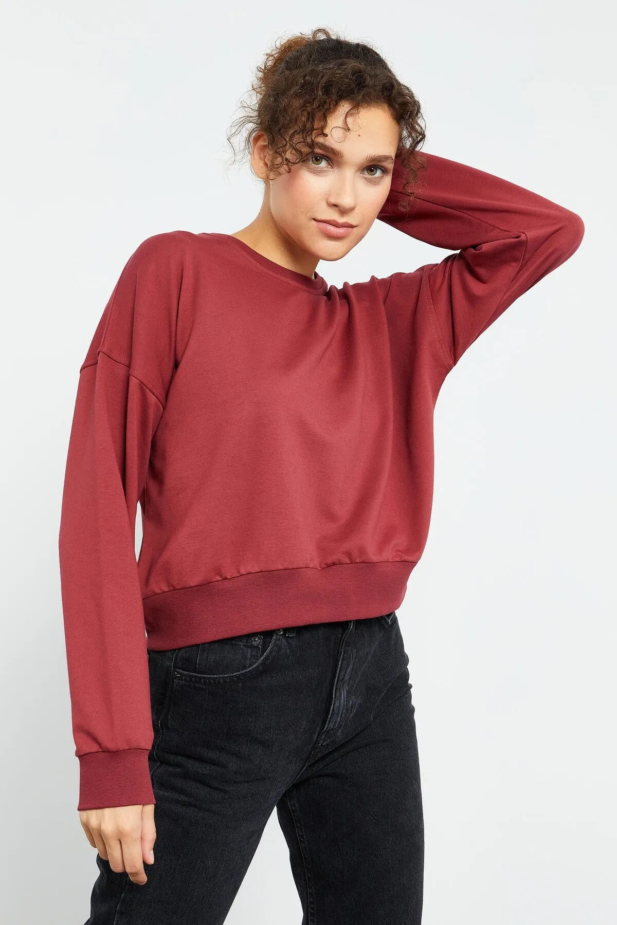 basic rahat form o yaka kadin sweatshirt - 97114