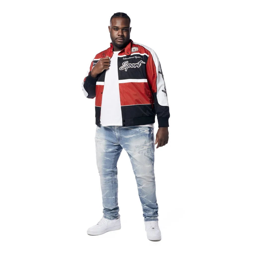 Big and Tall - Euro Racing Windbreaker Jacket - Red