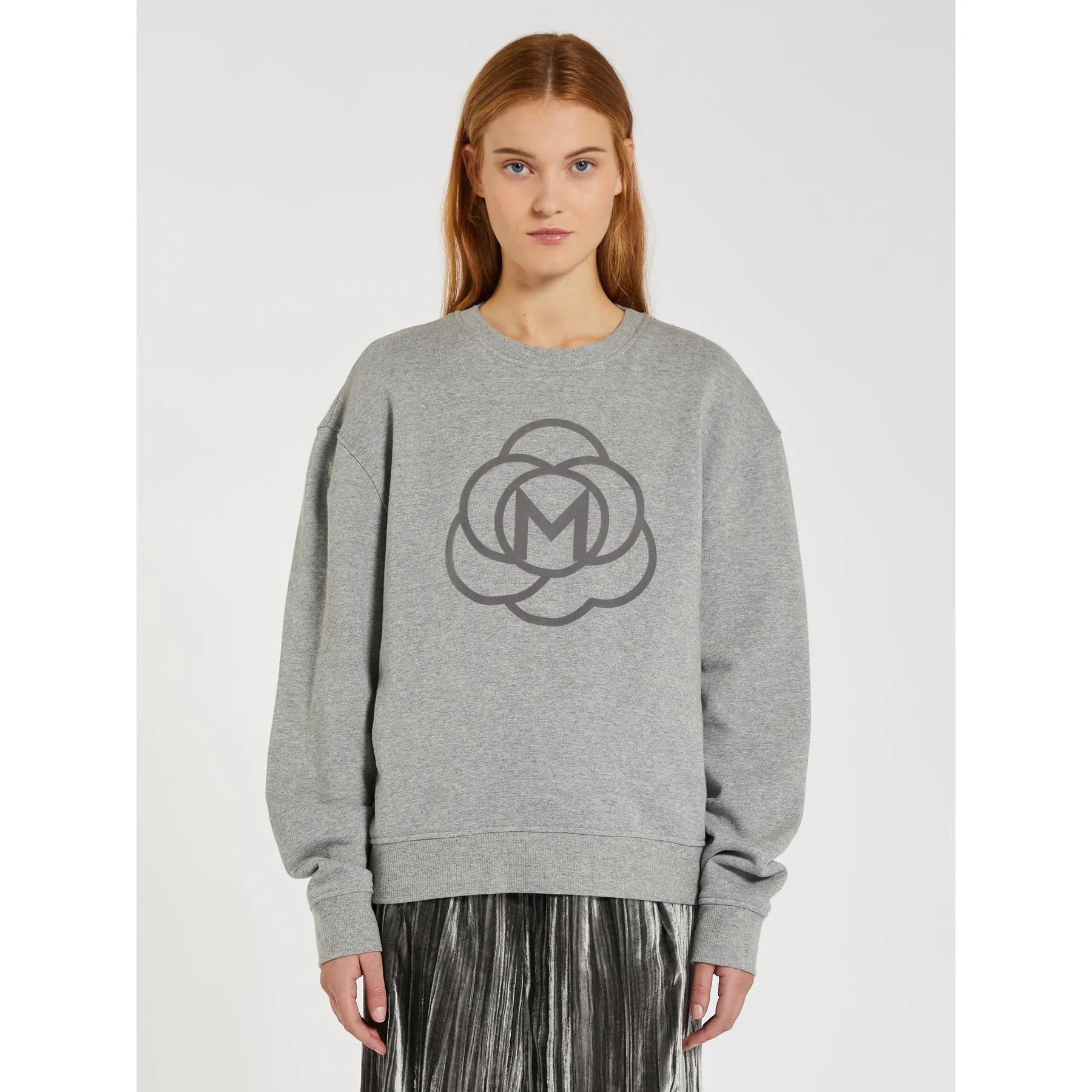 CALERNO Marella Logo Cotton Sweatshirt Grey Melange