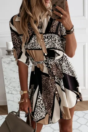 Casual & Stylish Elegant & Stylish Print Leopard Frenulum Buckle Dresses