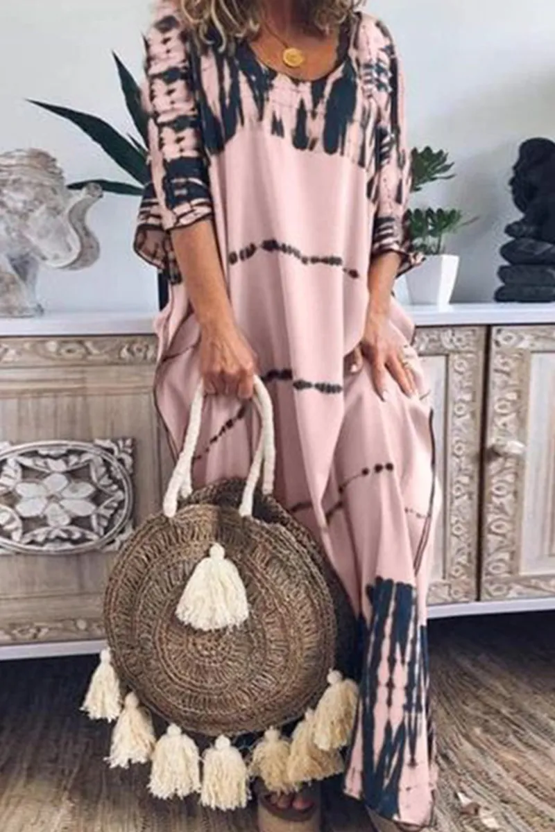 Casual & Stylish Print O Neck Straight Dresses