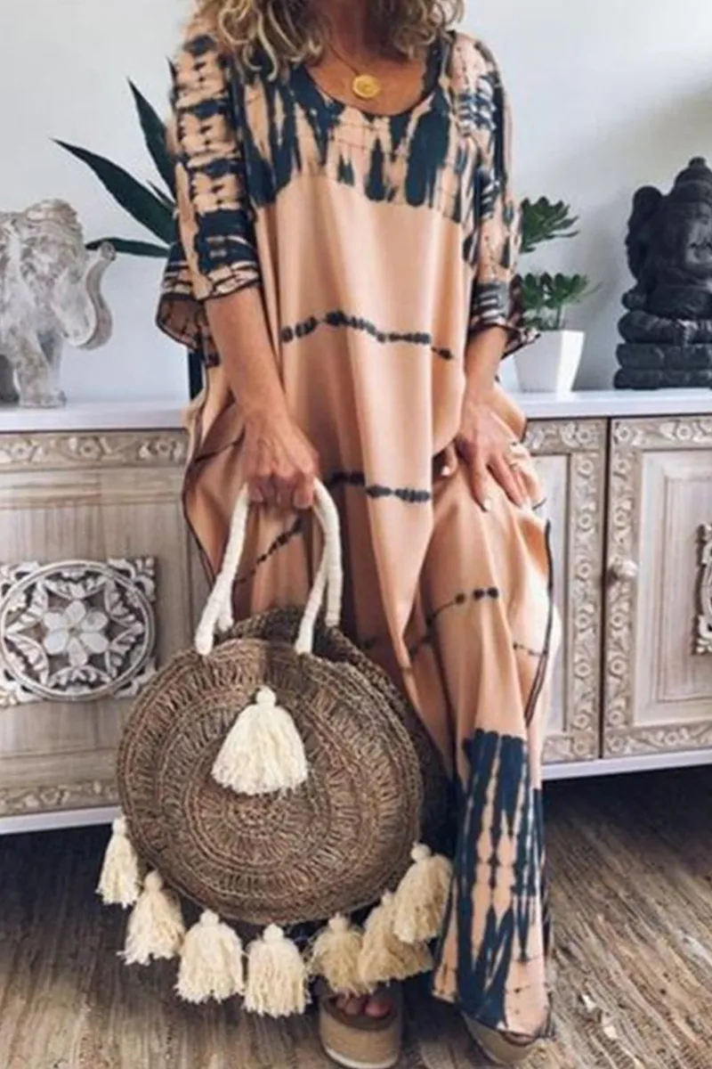 Casual & Stylish Print O Neck Straight Dresses