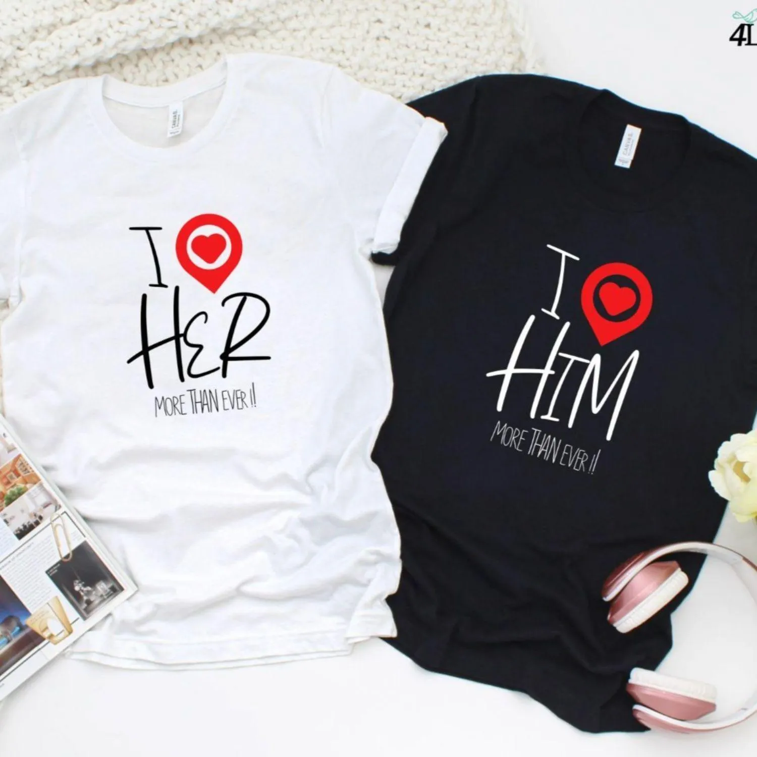 Charming Couple's Matching Set: I Love Her/I Love Him - Playful & Comfy Combo Outfits!