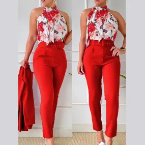 Chic Print Pantsuit Ensemble