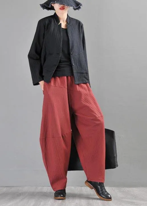 Chic Red Cotton Linen Radish trousers Pants Summer