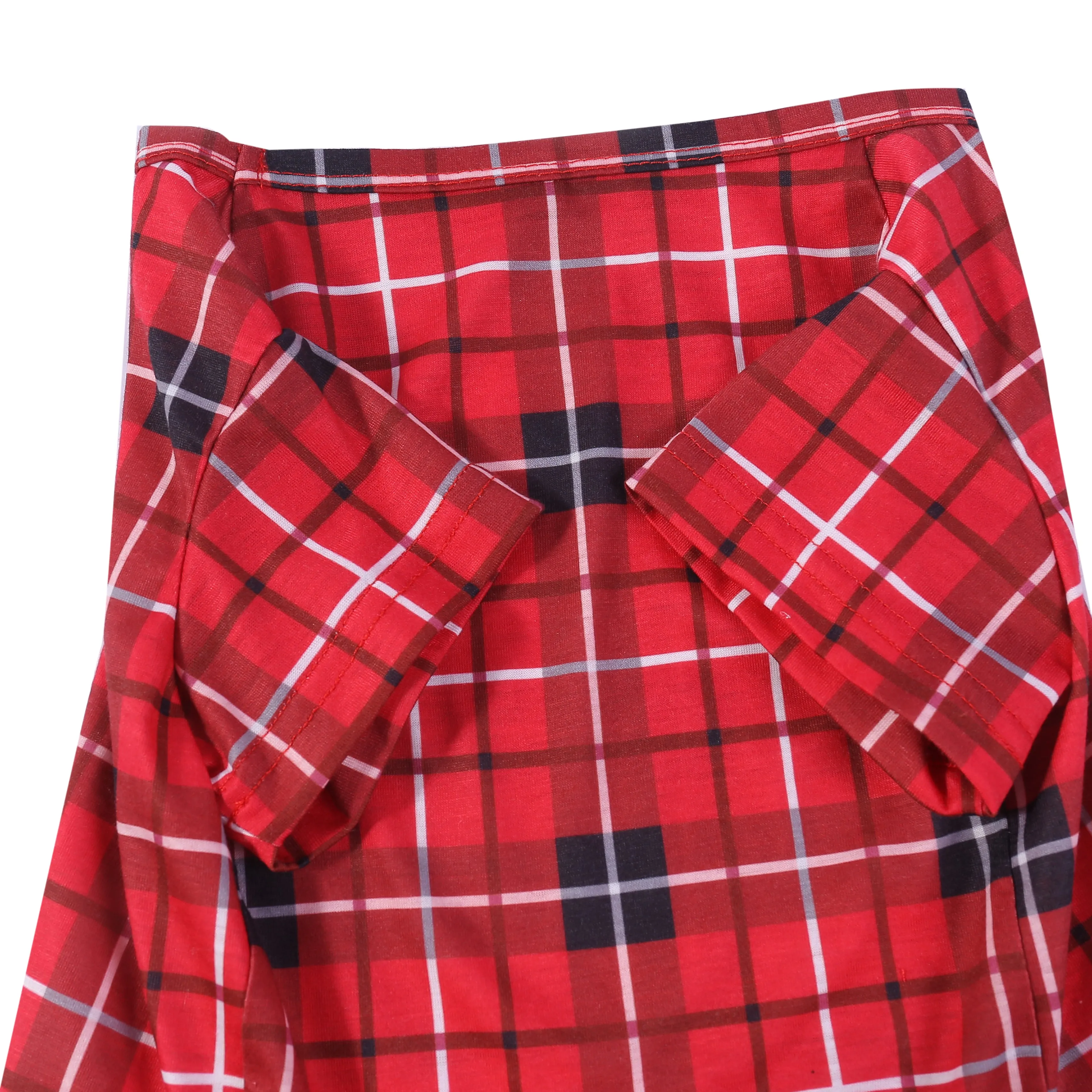 Christmas Family Matching Red Plaid Button Up Long-sleeve Pajamas Sets With Dog