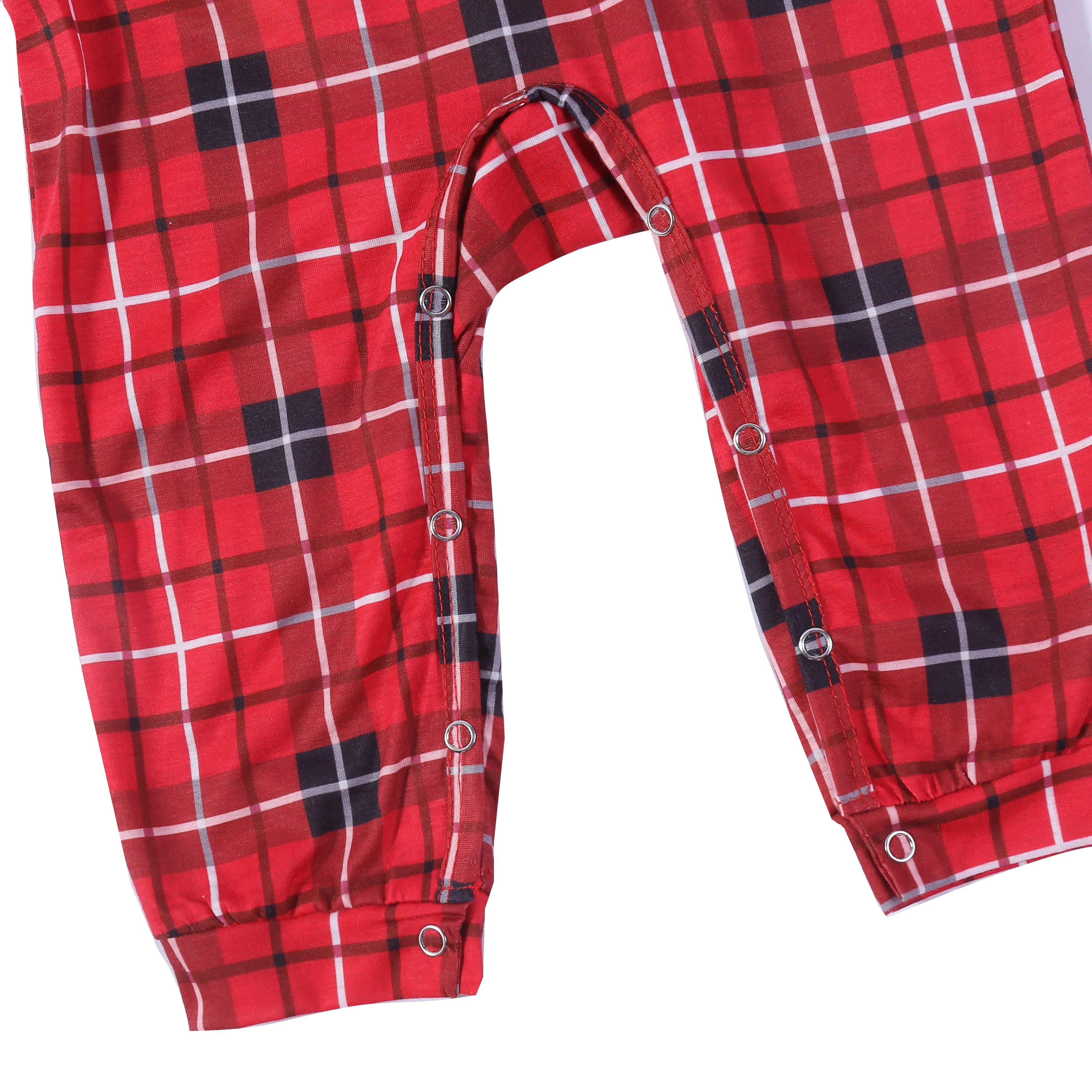 Christmas Family Matching Red Plaid Button Up Long-sleeve Pajamas Sets With Dog