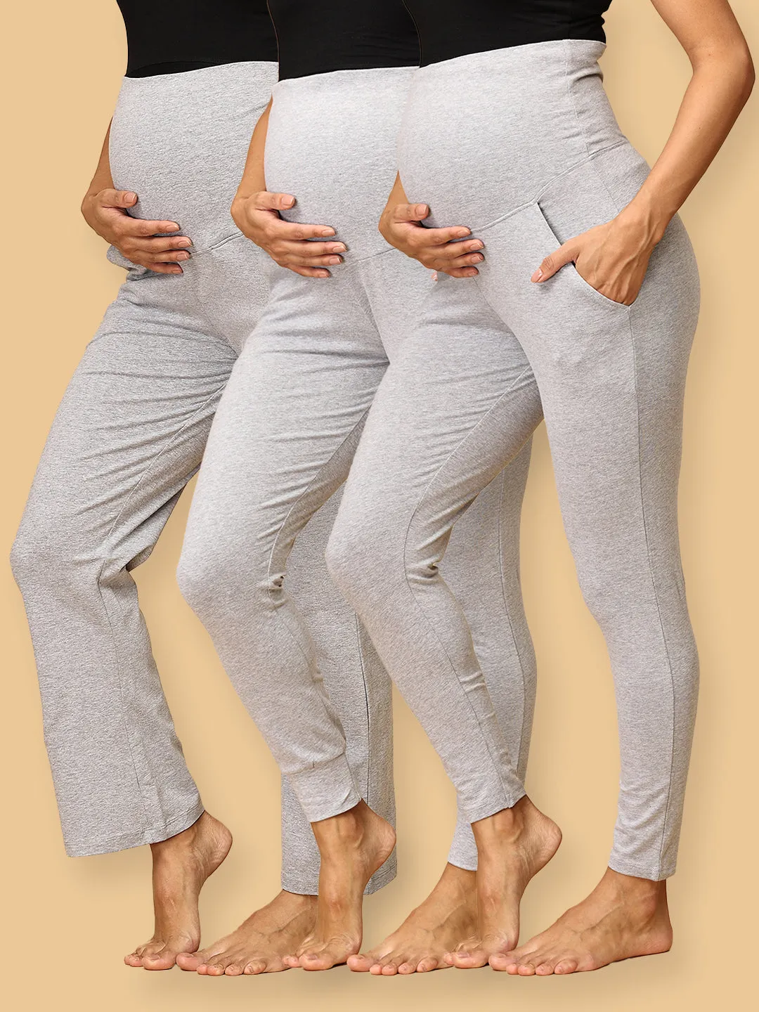 Combo Of Comfy Maternity Trackpants, Leggings & Joggers