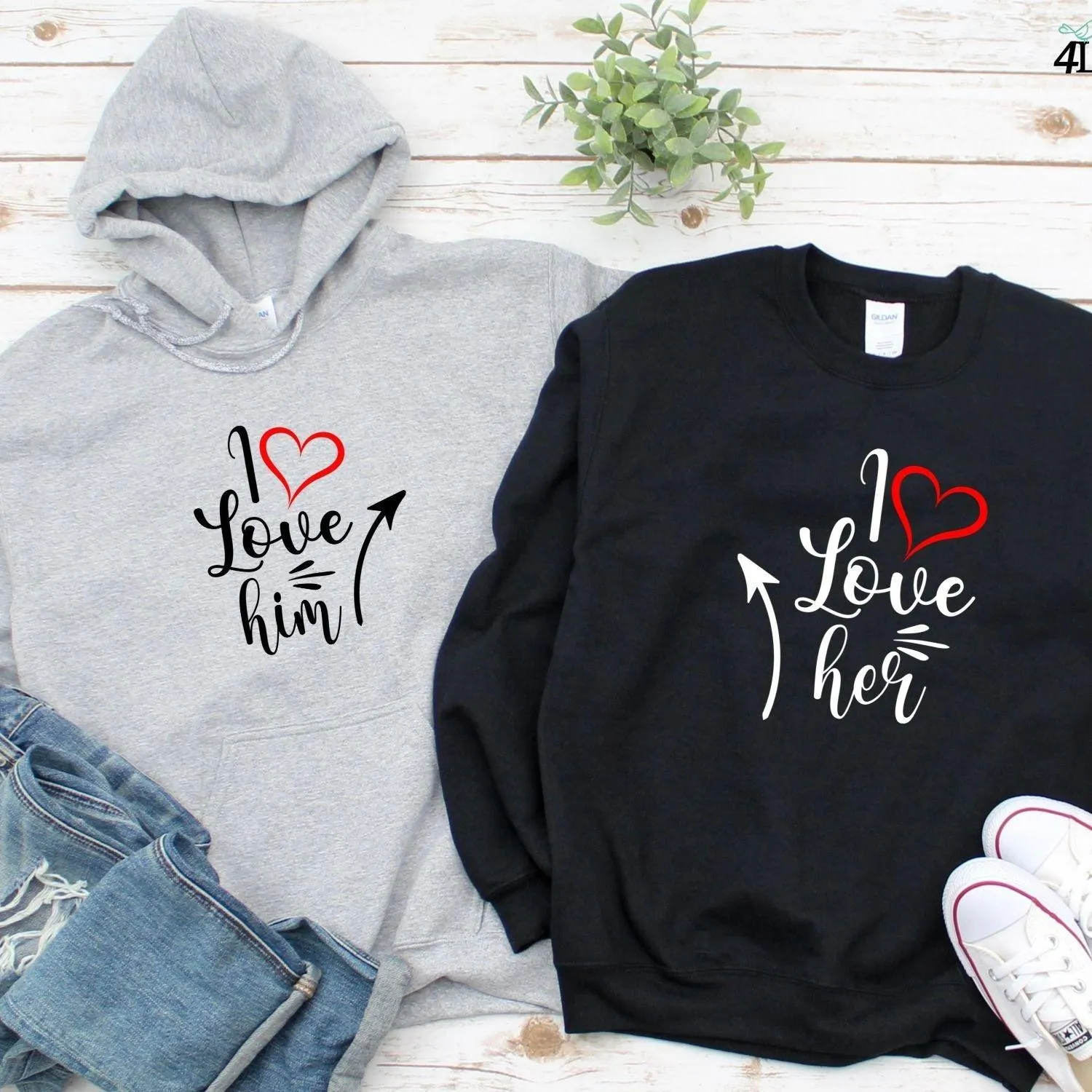 Cute Couples' Matching Outfits: Adorable I Love Him/Her Valentine Set, Ideal Gift