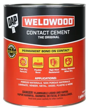 DAP 00273 Contact Cement, Liquid, Strong Solvent, Tan, 1 gal, Can :GAL: QUANTITY: 4