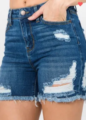 Dark Distressed Denim Short