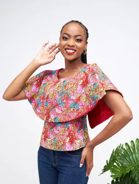 Daviva Floral Top - Red