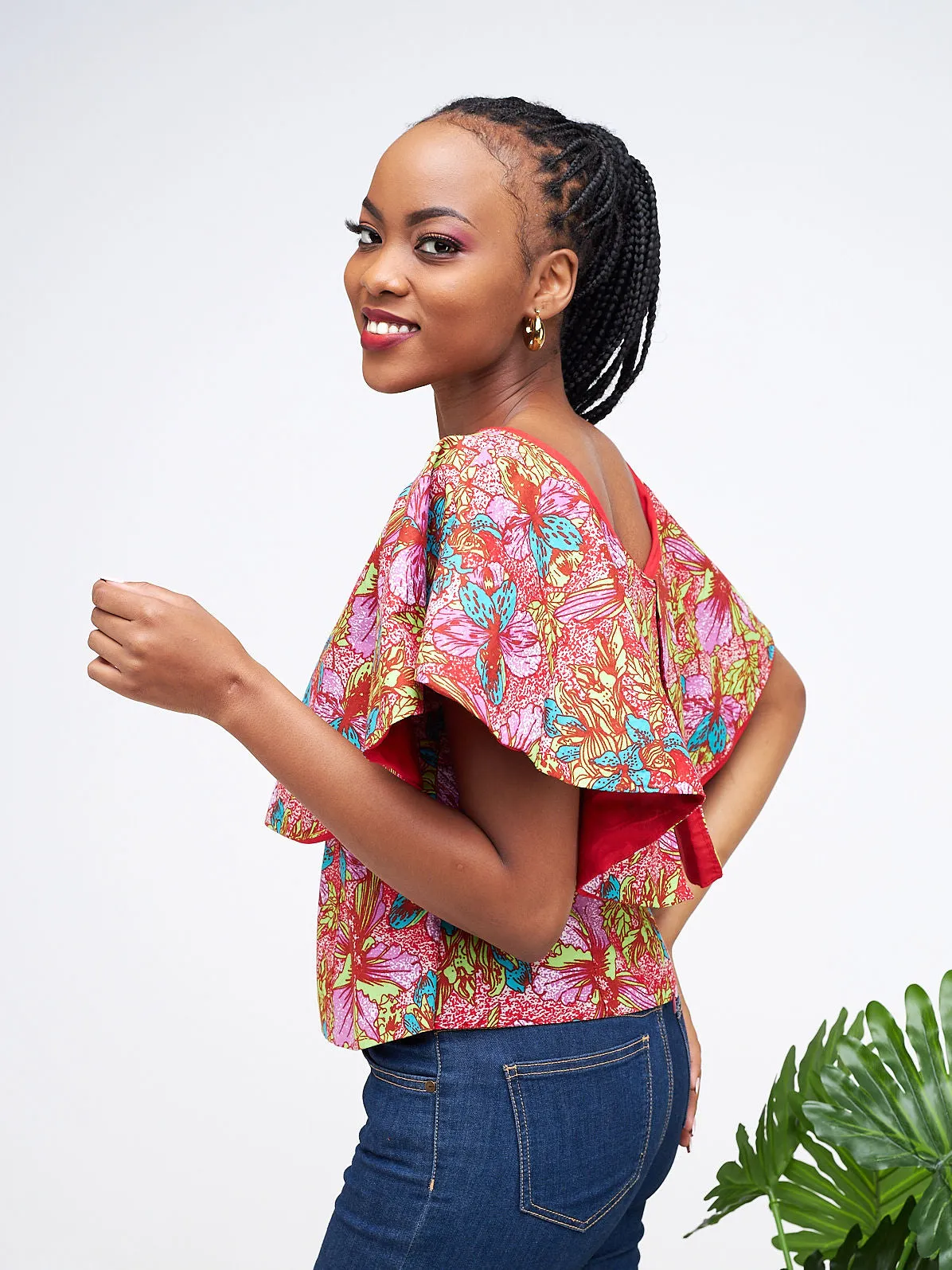 Daviva Floral Top - Red