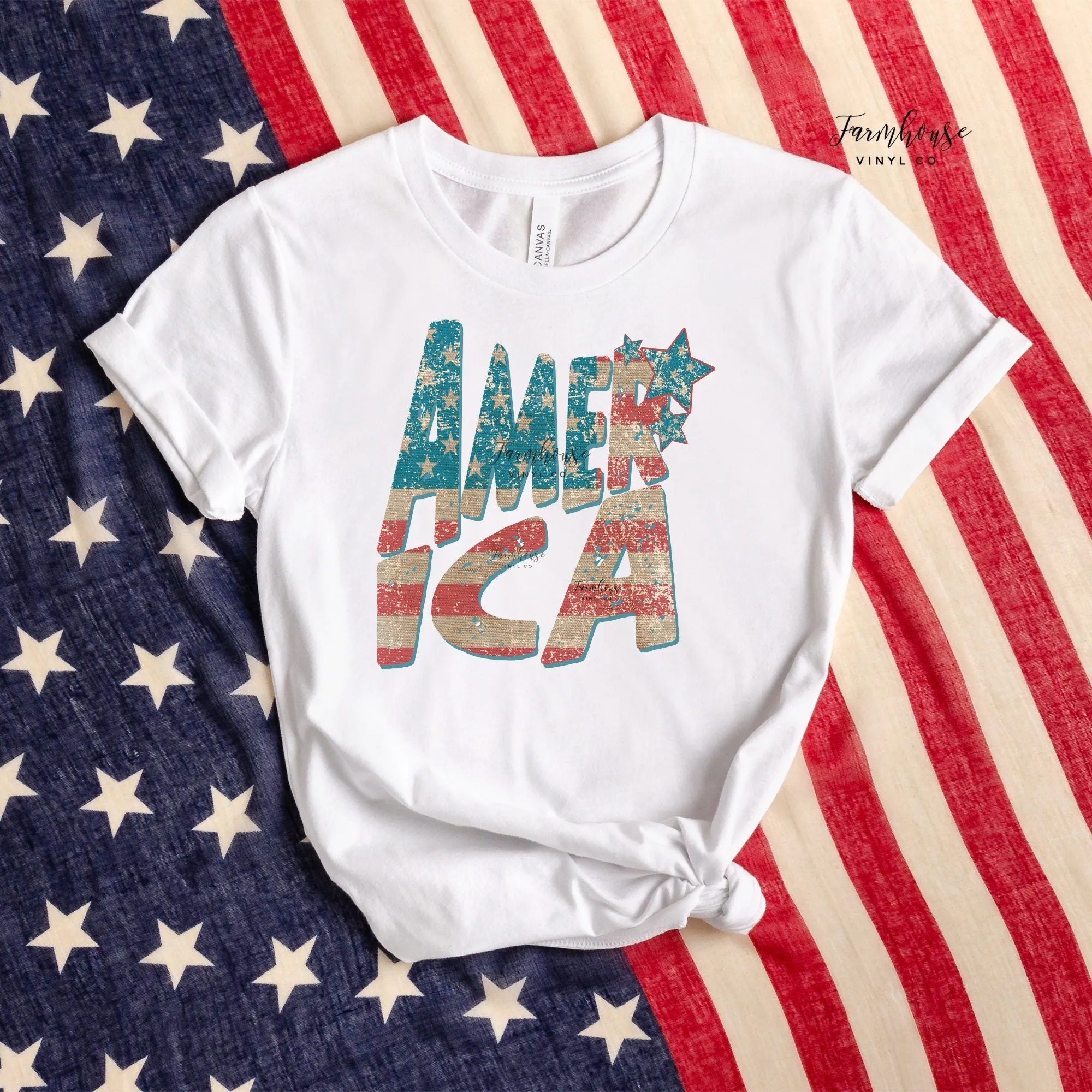 Distressed America Stars and Stripes Shirt