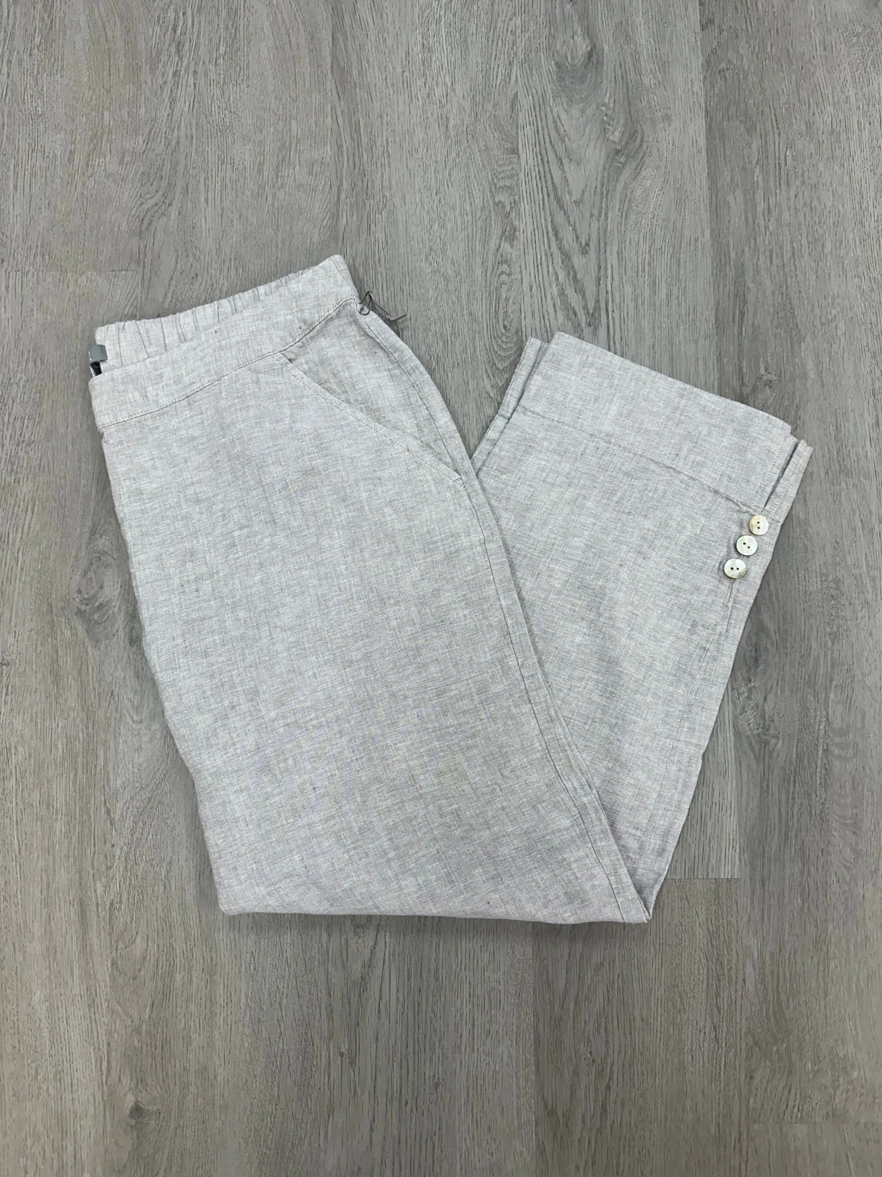 Easy Linen Crop Pants - Gull