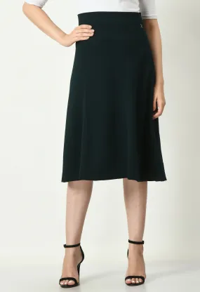 Emerald Green Cotton Blend Victory A-Line Midi Skirt