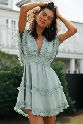 Enchanting Sage Green Lace Dress