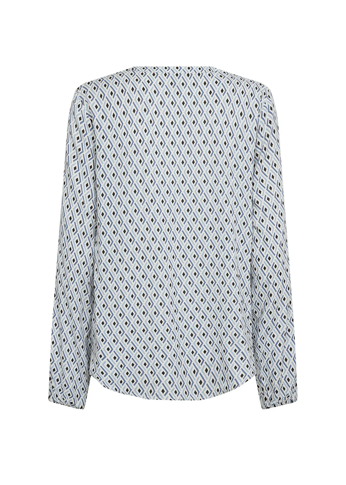 Feminine Blouse Split Neck and Placket Grey and Blue