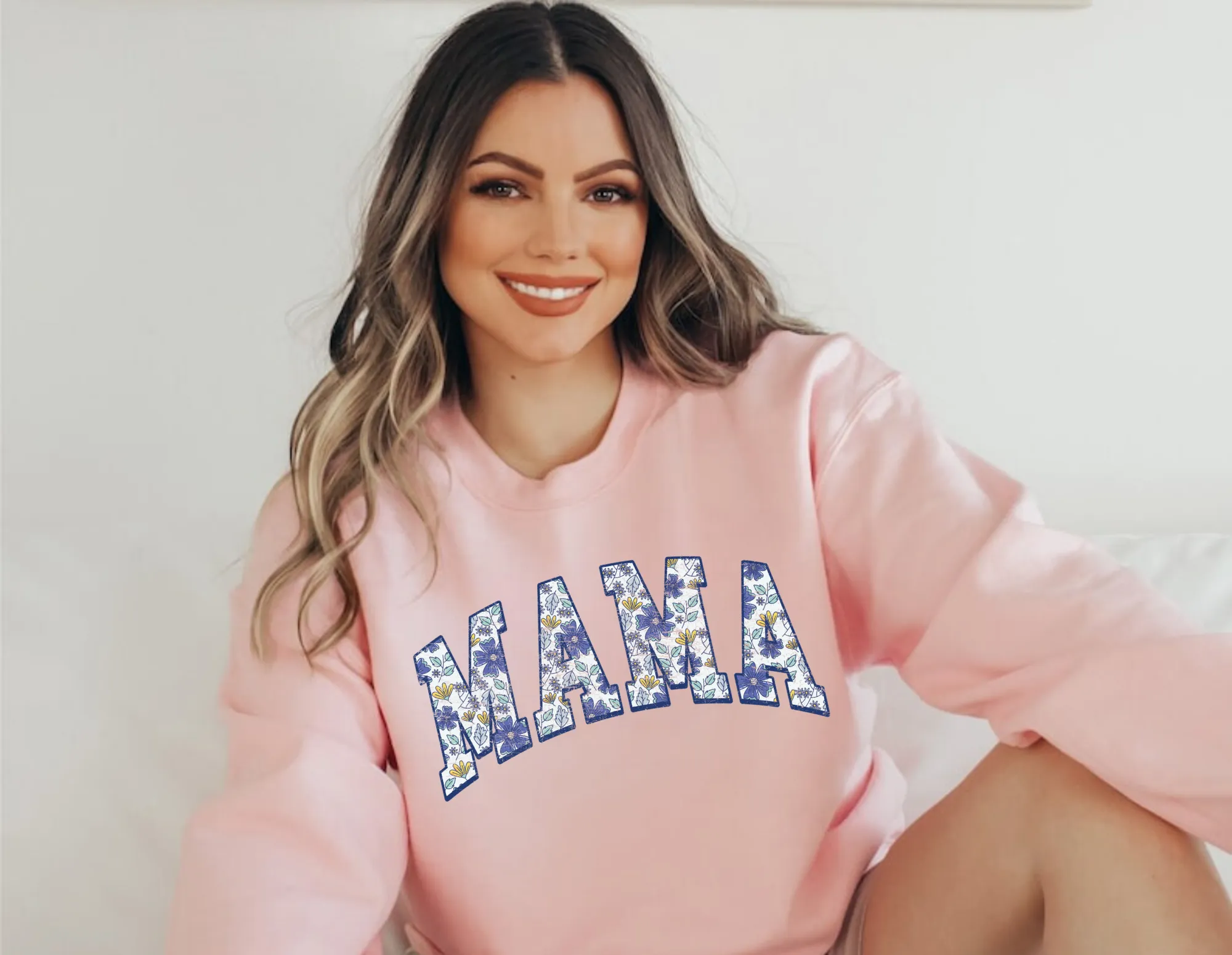 Floral Varsity Mama Crewneck Sweatshirt