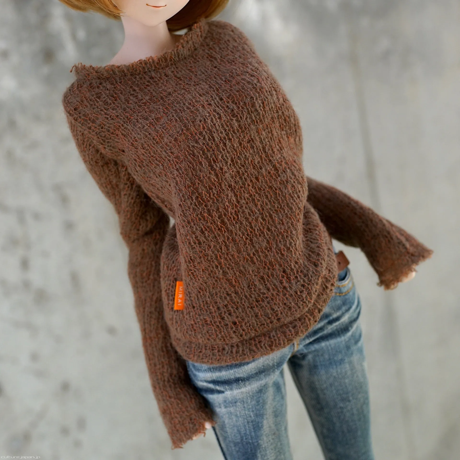 Frayed Knit Sweater (Rusty Brown)