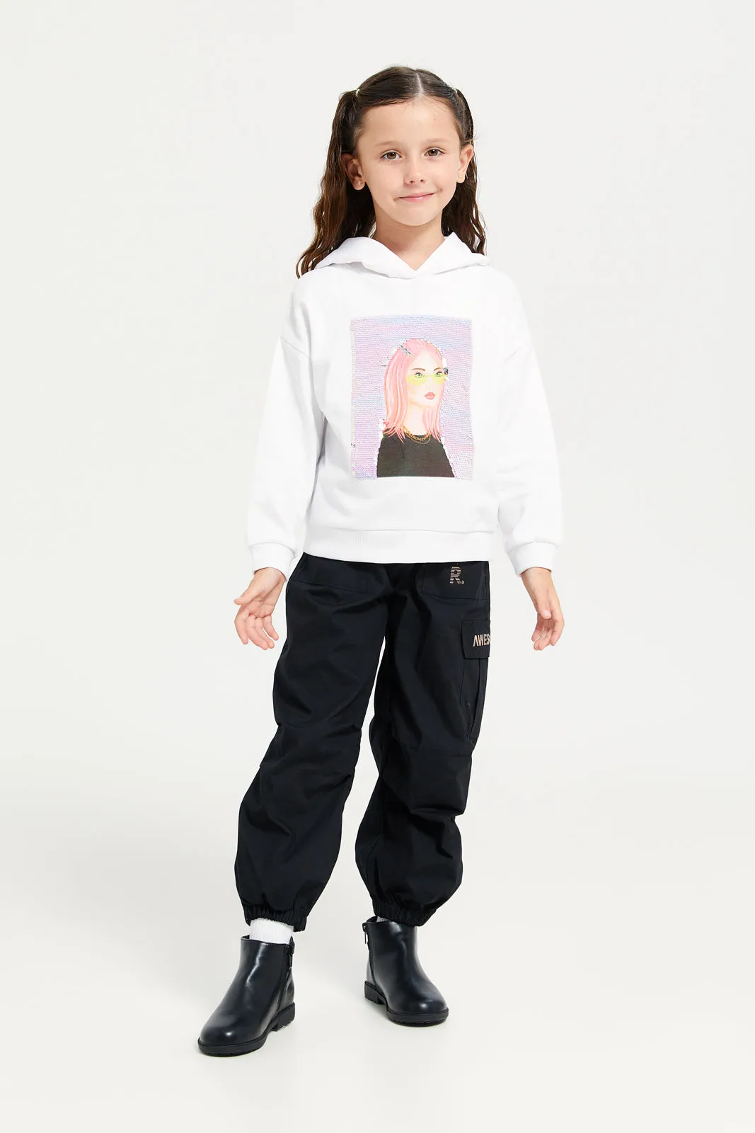 Girls White Embellished Sweatshirt